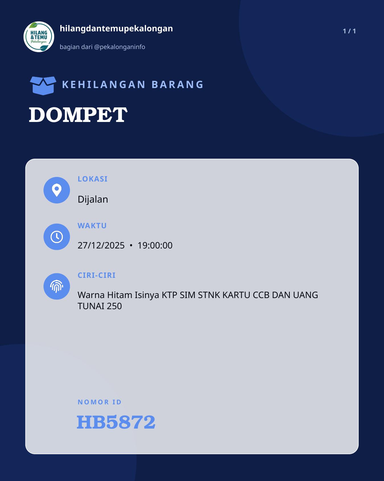 Slide laporan DOMPET (HB5872)