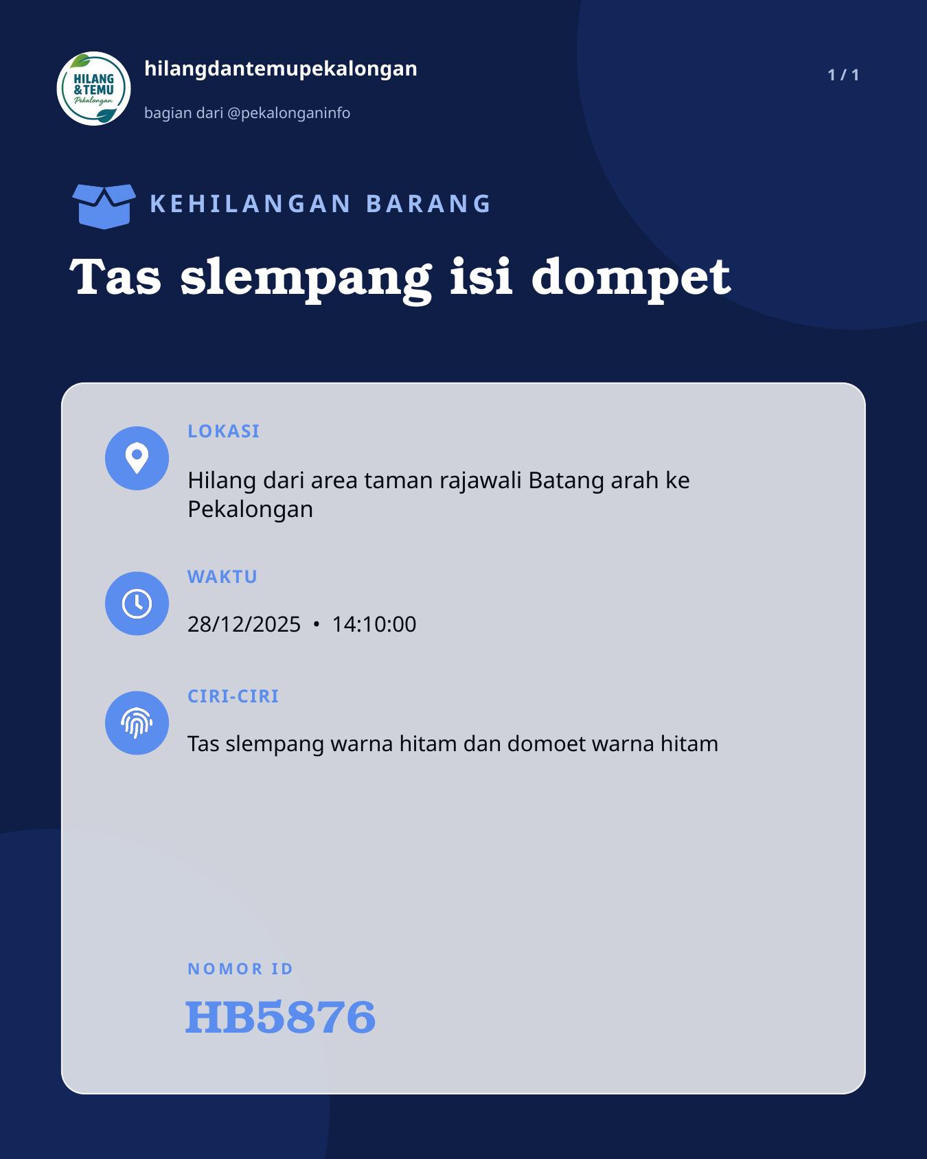Slide laporan Tas slempang isi dompet (HB5876)