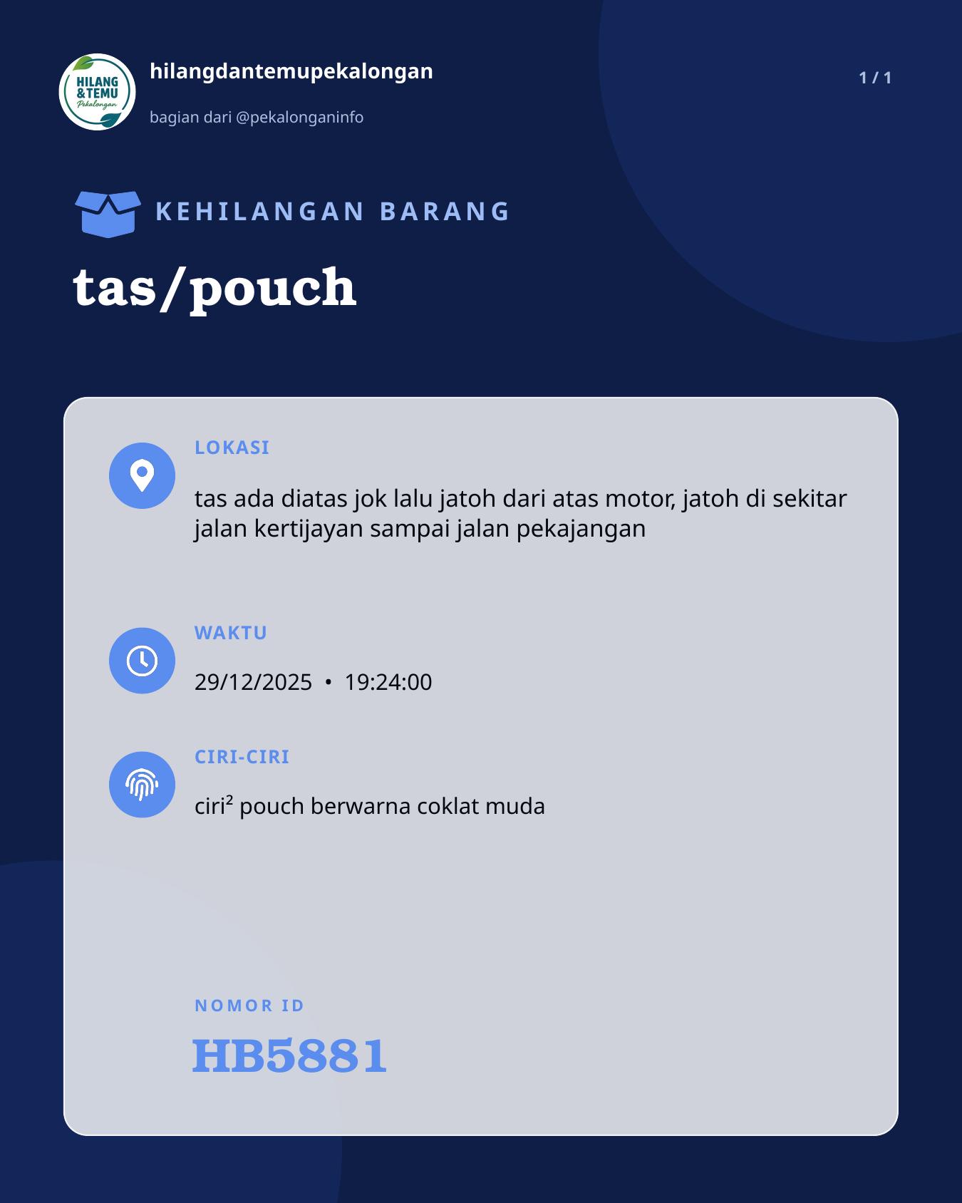 Slide laporan tas/pouch (HB5881)