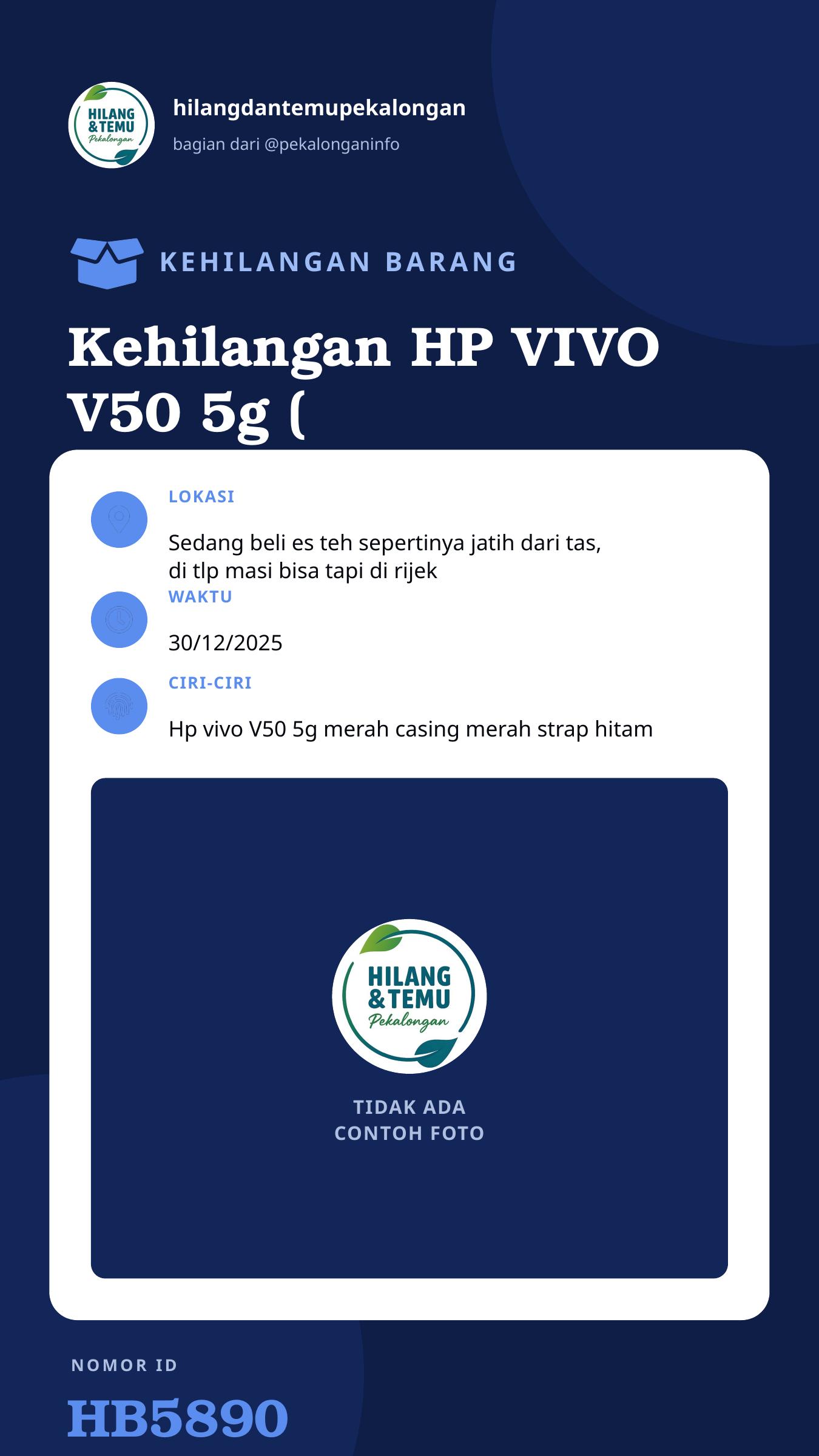 Story 9:16 laporan Kehilangan HP VIVO V50 5g ( maroon )