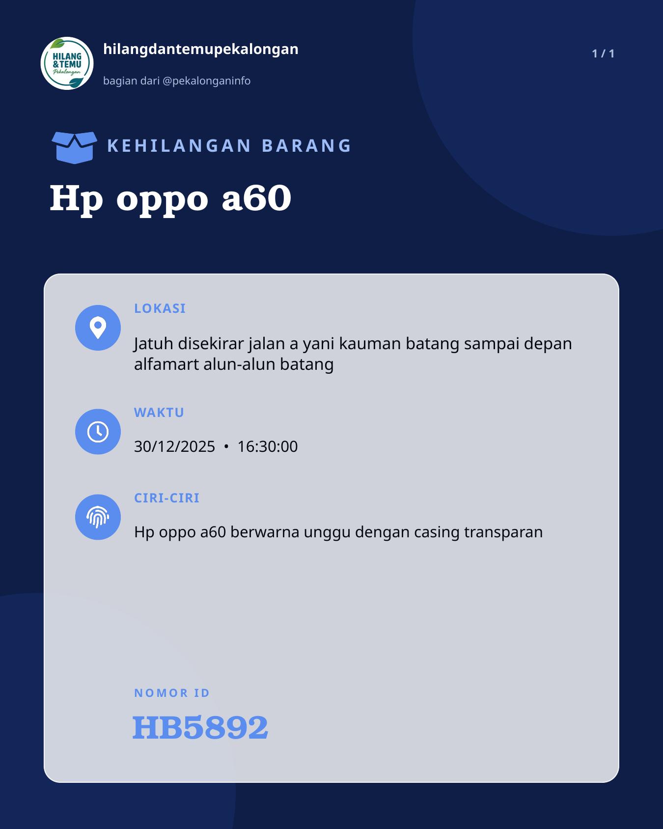 Slide laporan Hp oppo a60 (HB5892)