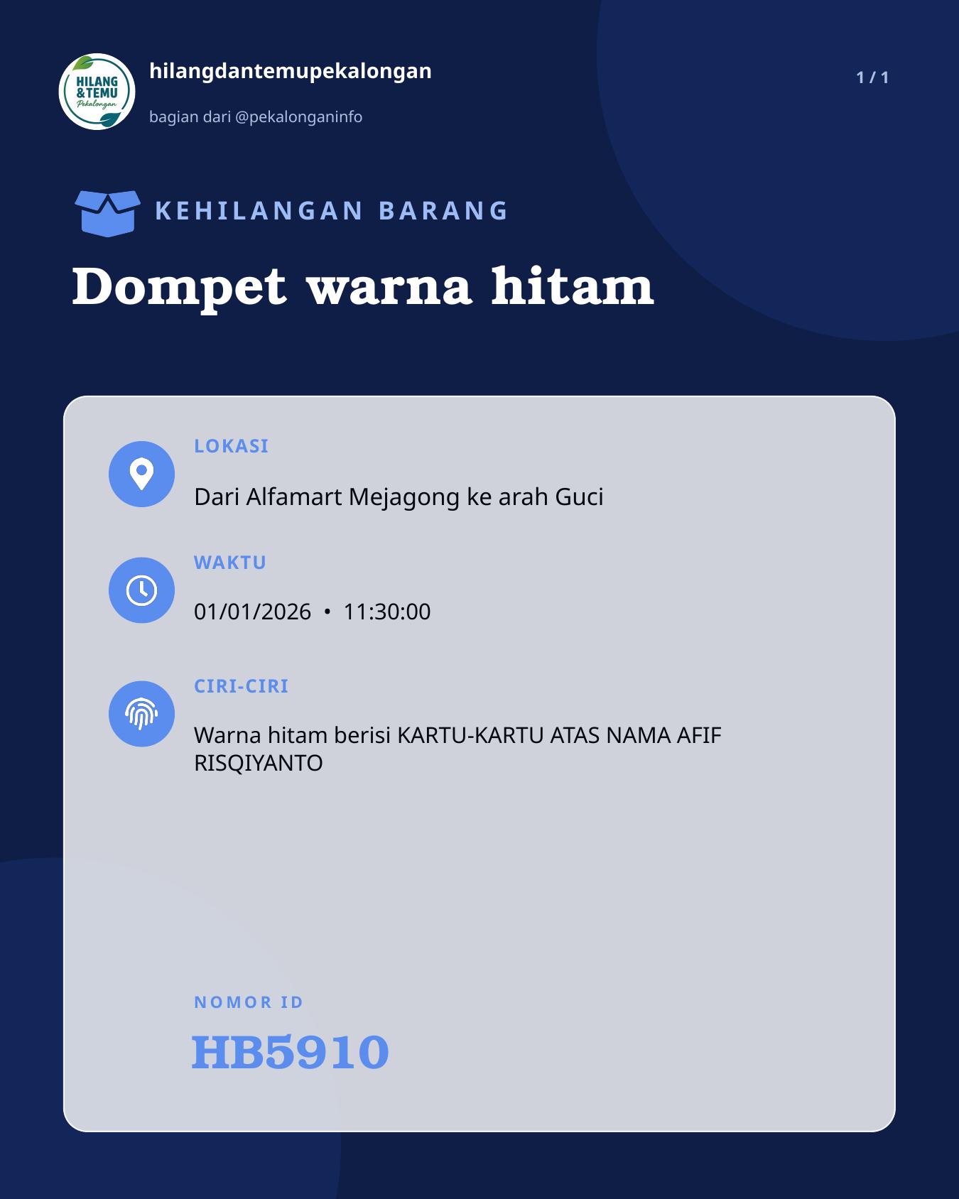 Slide laporan Dompet warna hitam (HB5910)
