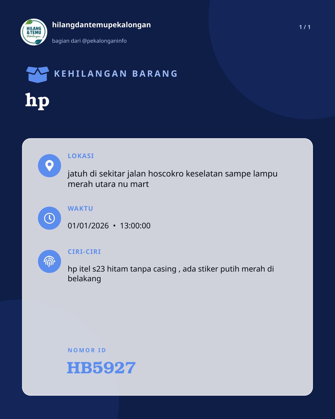 Slide laporan hp (HB5927)