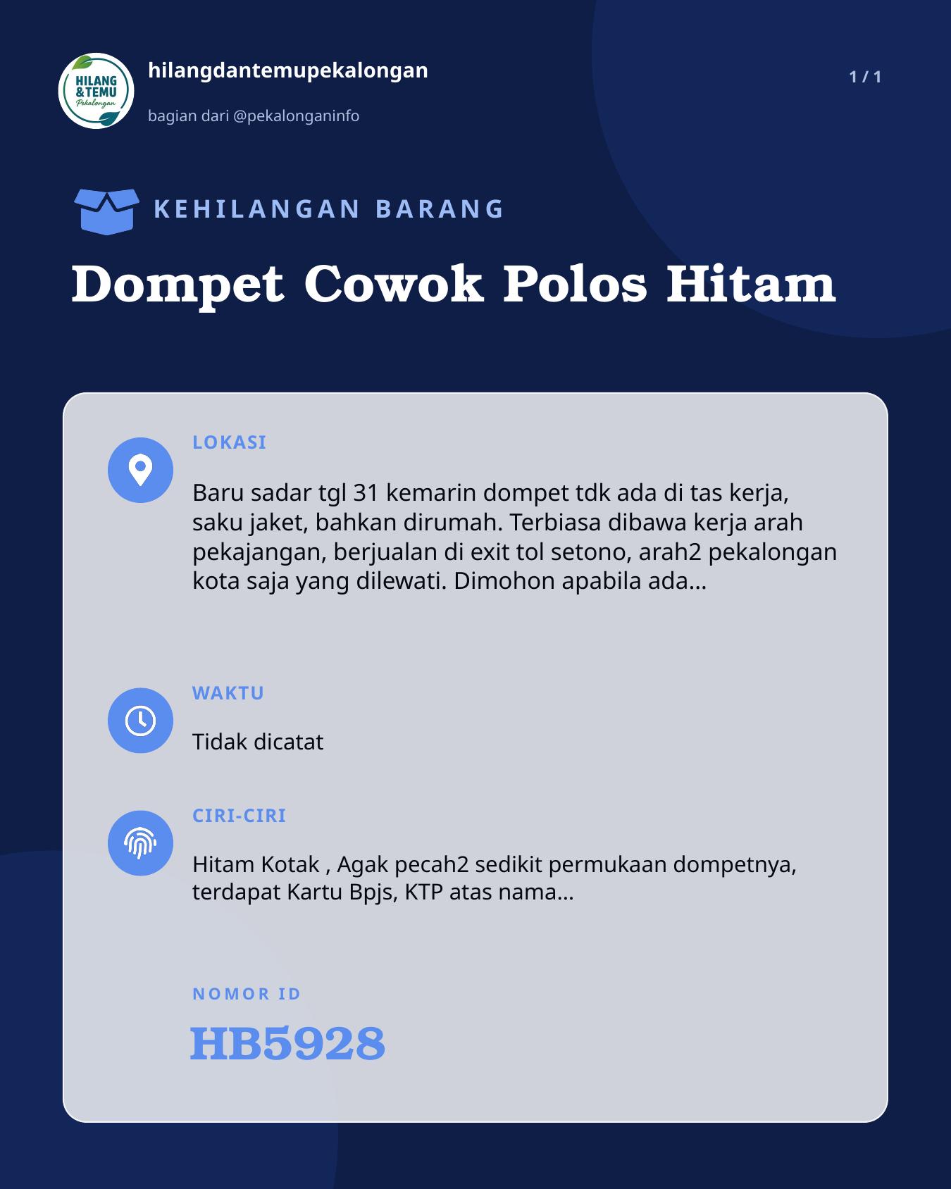 Slide laporan Dompet Cowok Polos Hitam (HB5928)