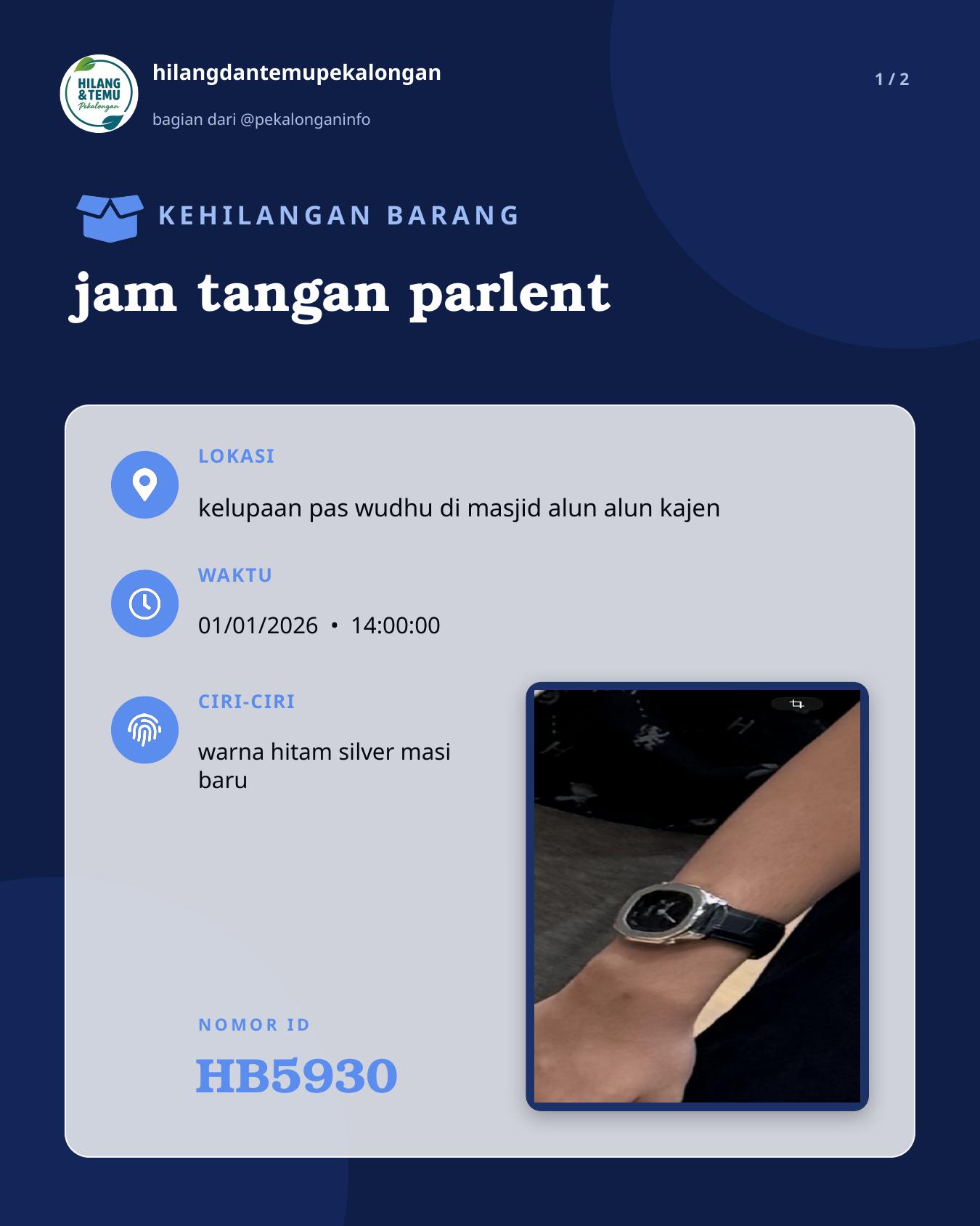 Slide 1 laporan jam tangan parlent