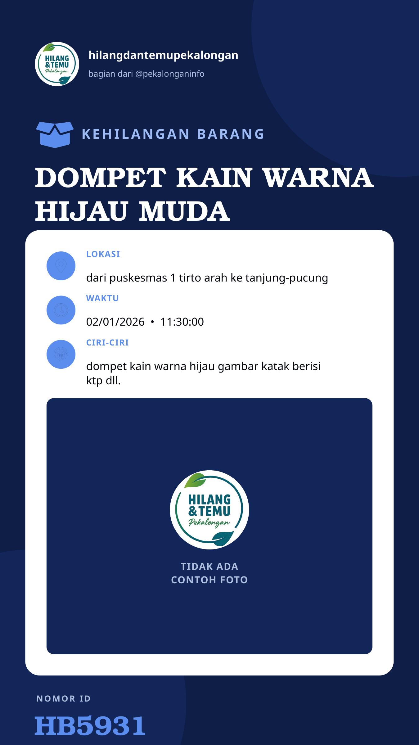 Story 9:16 laporan DOMPET KAIN WARNA HIJAU MUDA