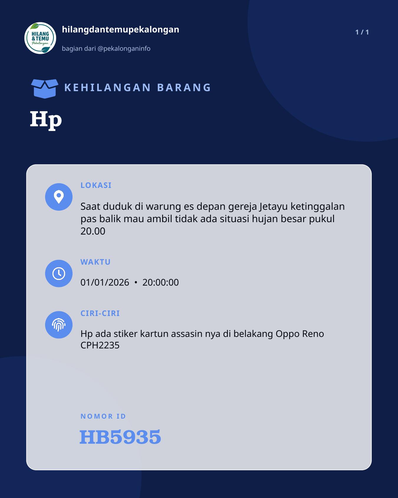 Slide laporan Hp (HB5935)