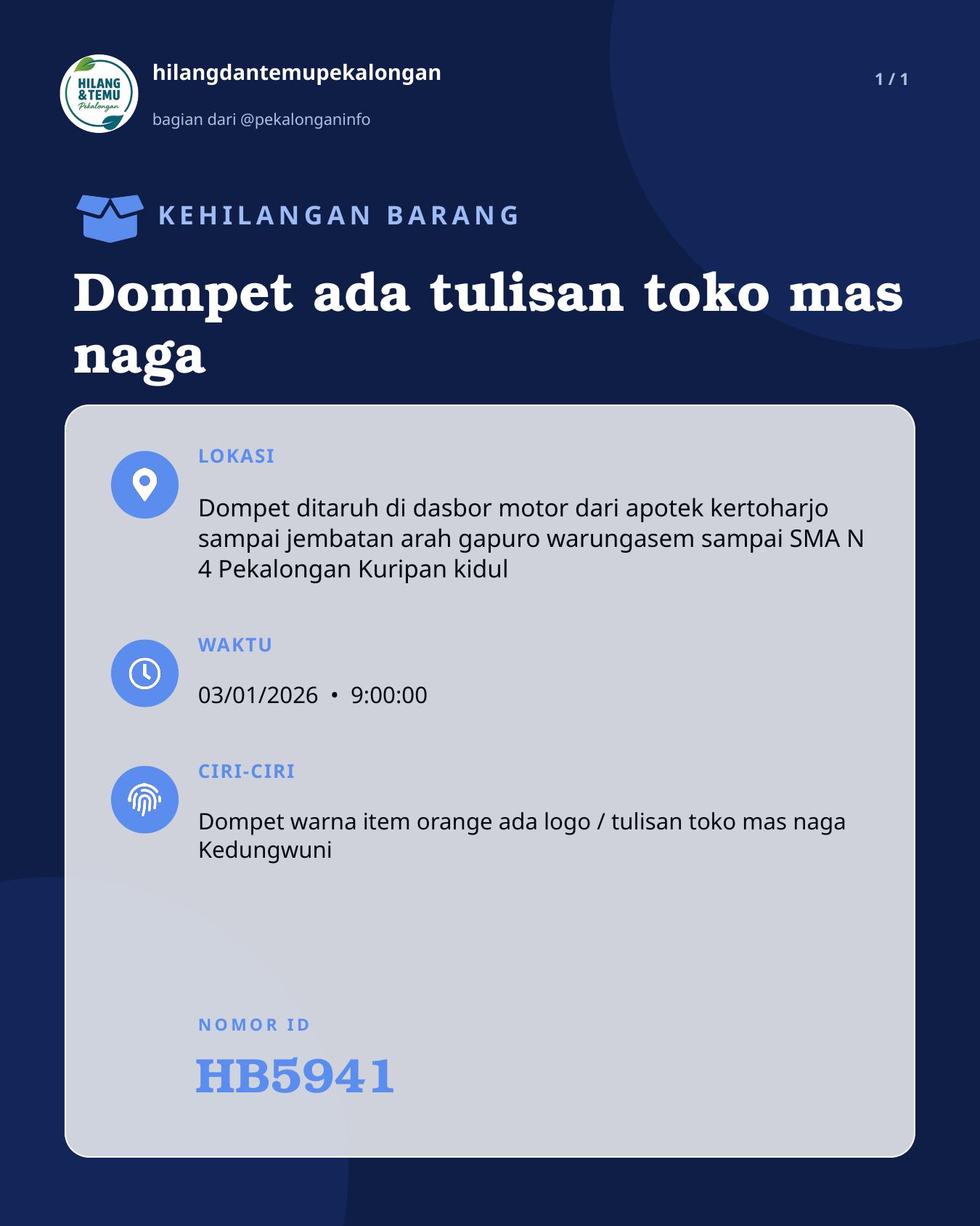 Slide laporan Dompet ada tulisan toko mas naga (HB5941)