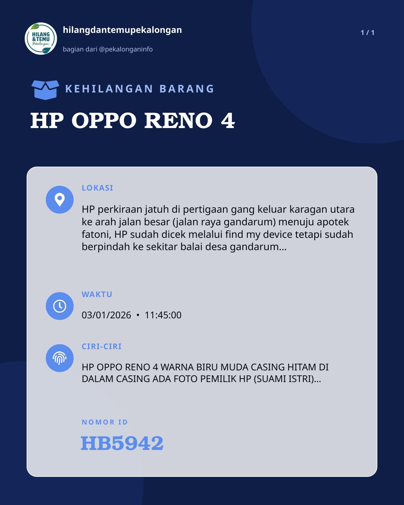 Slide laporan HP OPPO RENO 4 (HB5942)