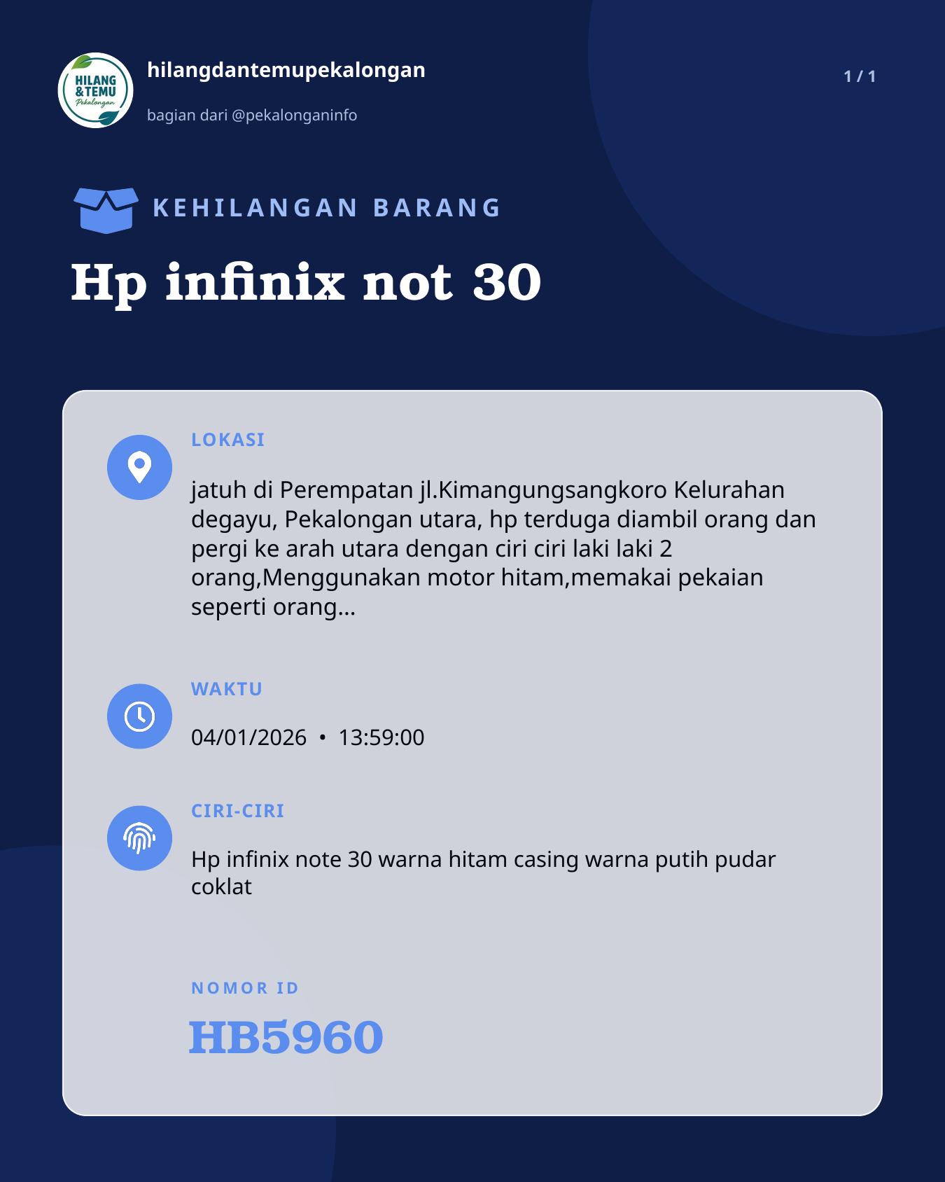 Slide laporan Hp infinix not 30 (HB5960)