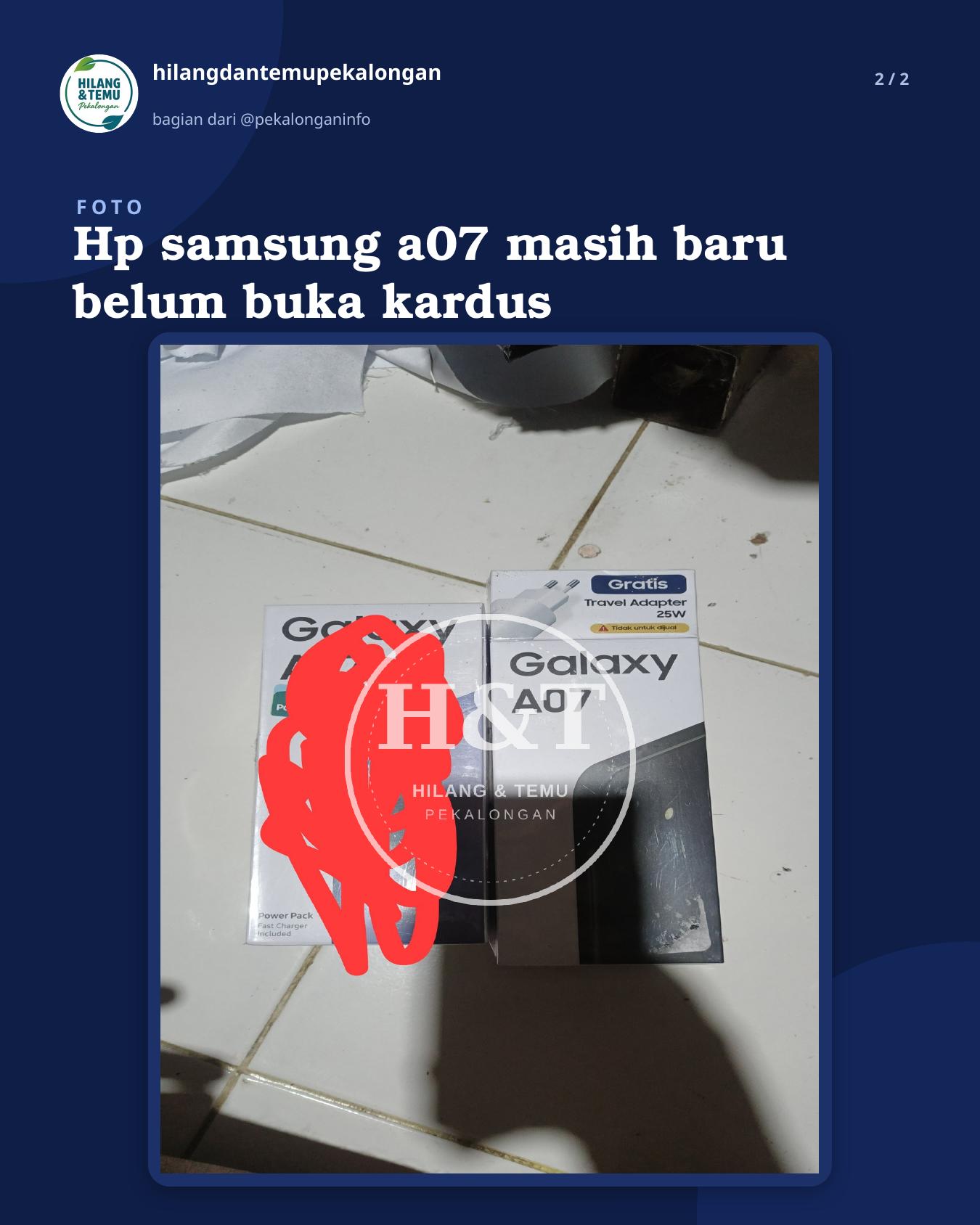 Slide 2 laporan Hp samsung a07 masih baru belum buka kardus
