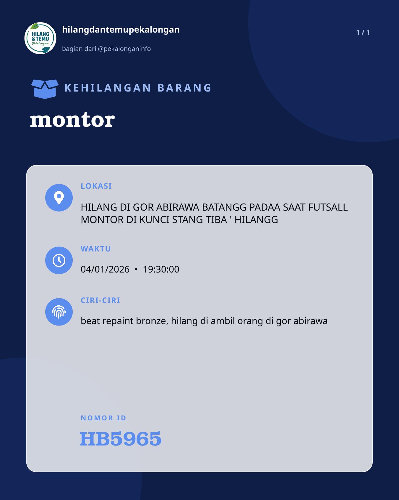 Slide laporan montor (HB5965)