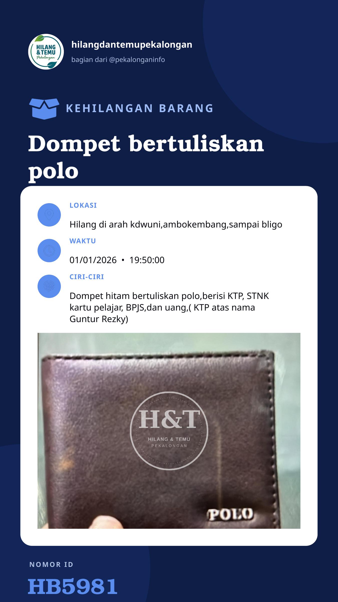 Story 9:16 laporan Dompet bertuliskan polo