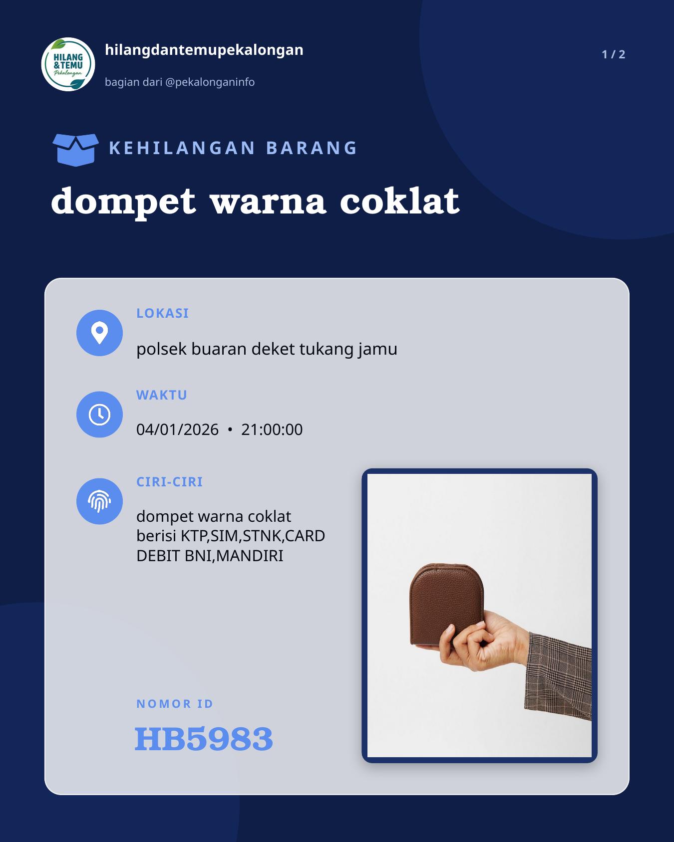 Slide 1 laporan dompet warna coklat