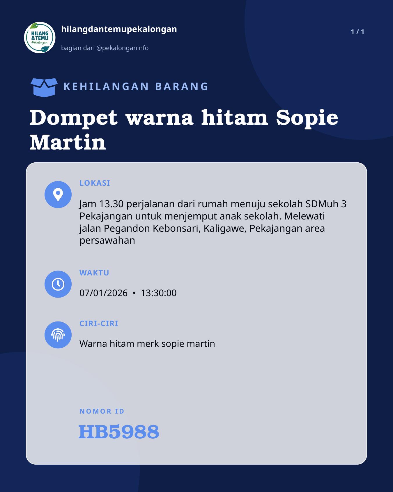 Slide laporan Dompet warna hitam Sopie Martin (HB5988)