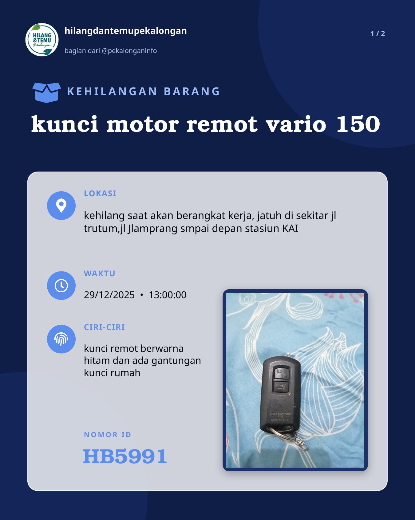 Slide 1 laporan kunci motor remot vario 150