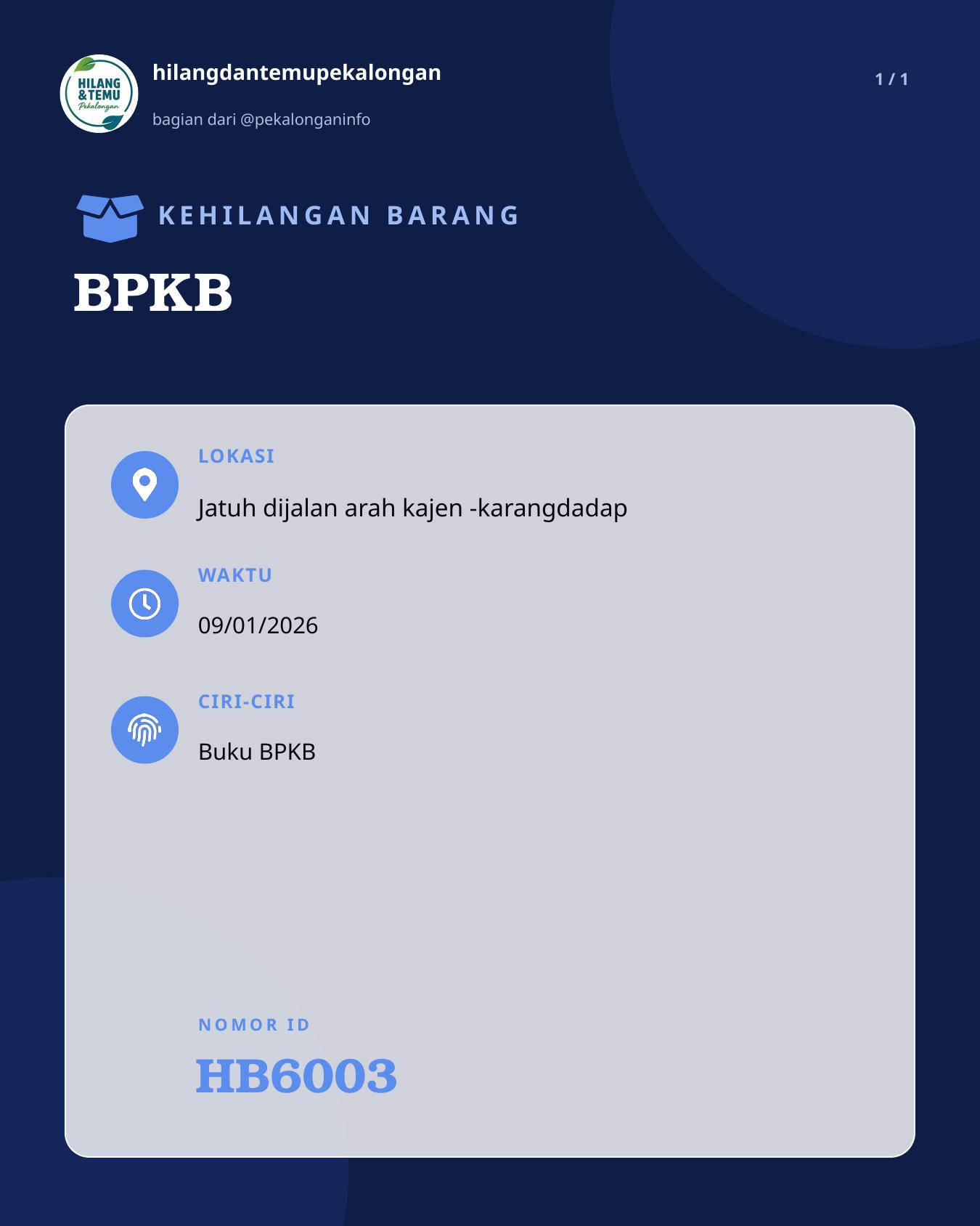 Slide laporan BPKB (HB6003)