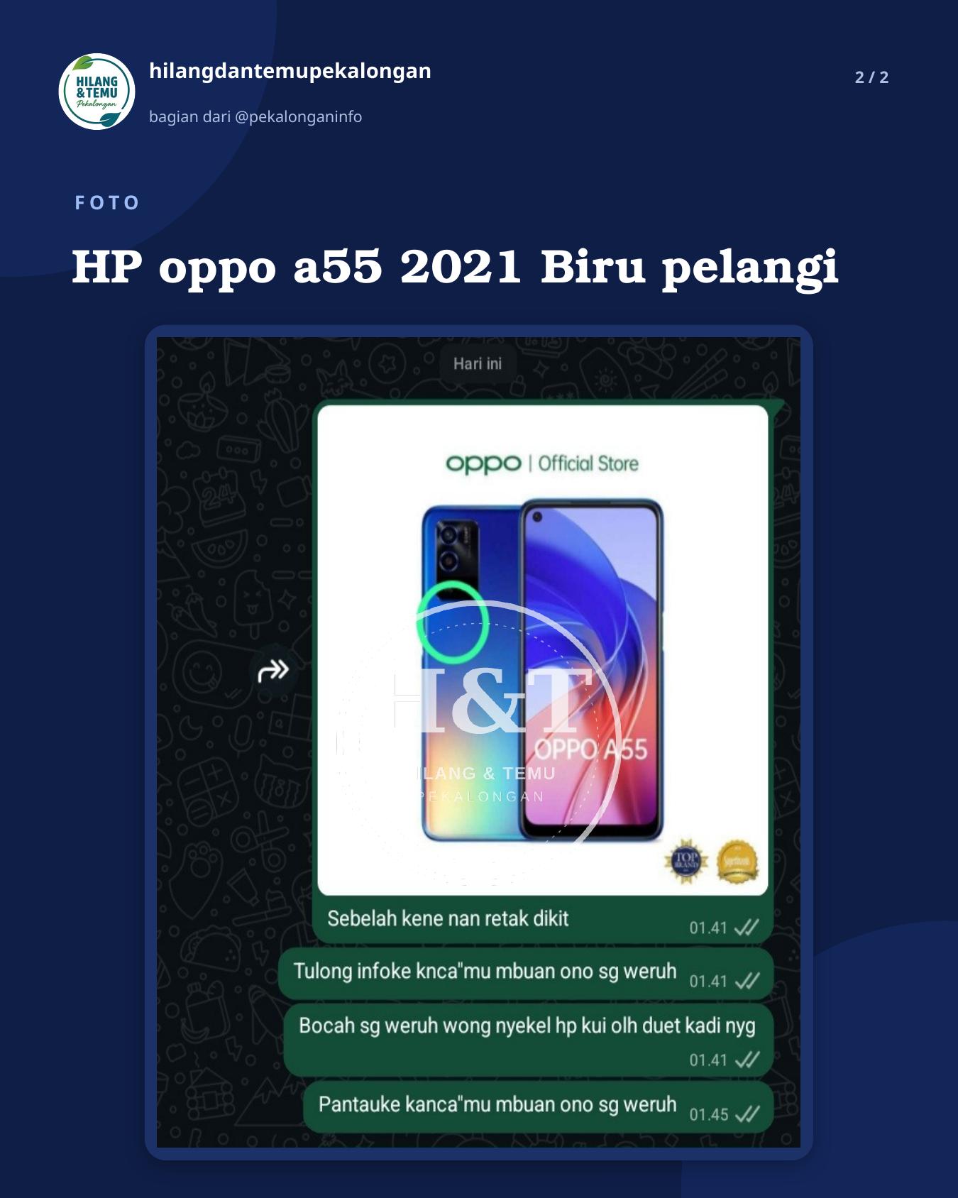 Slide 2 laporan HP oppo a55 2021 Biru pelangi