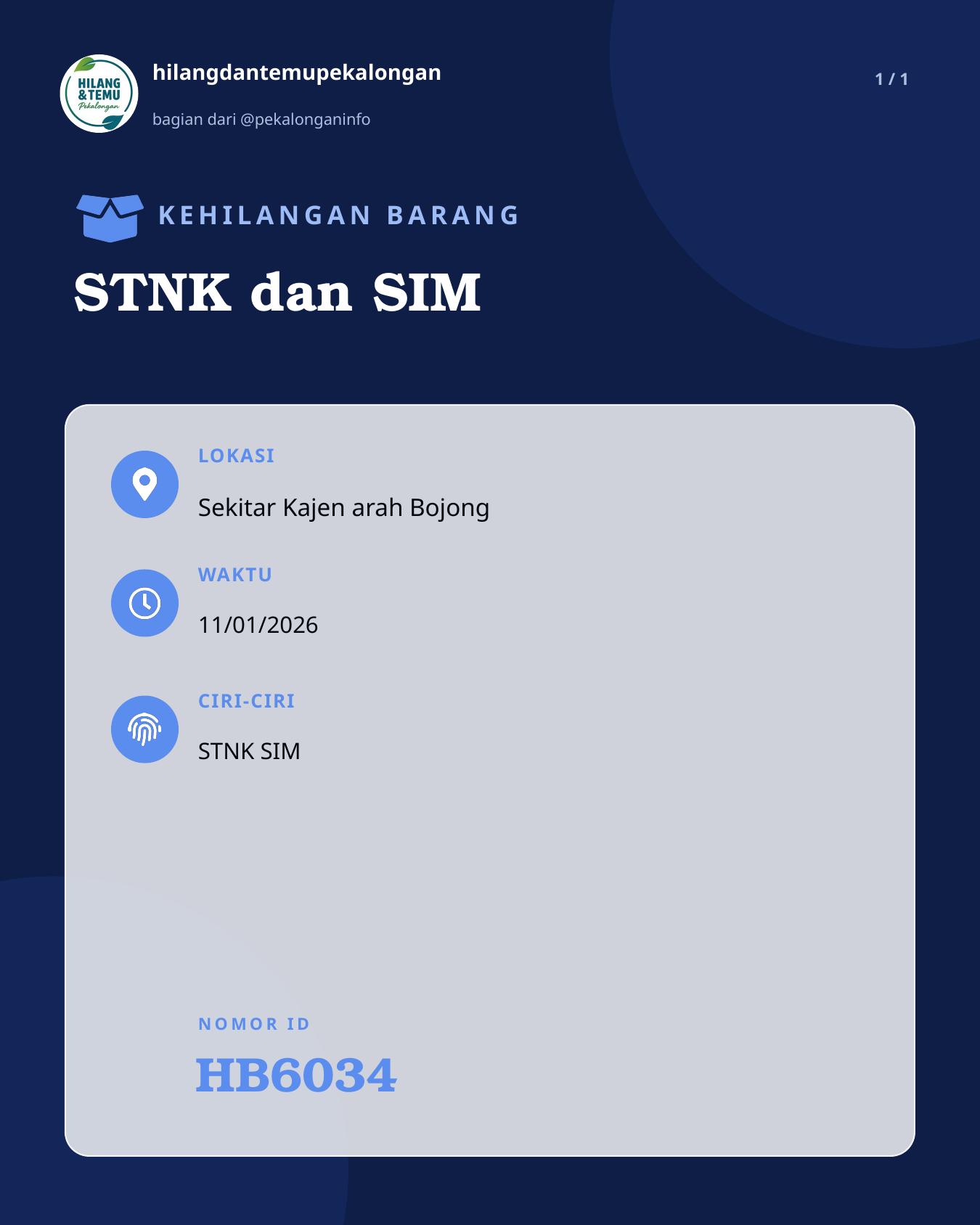 Slide laporan STNK dan SIM (HB6034)