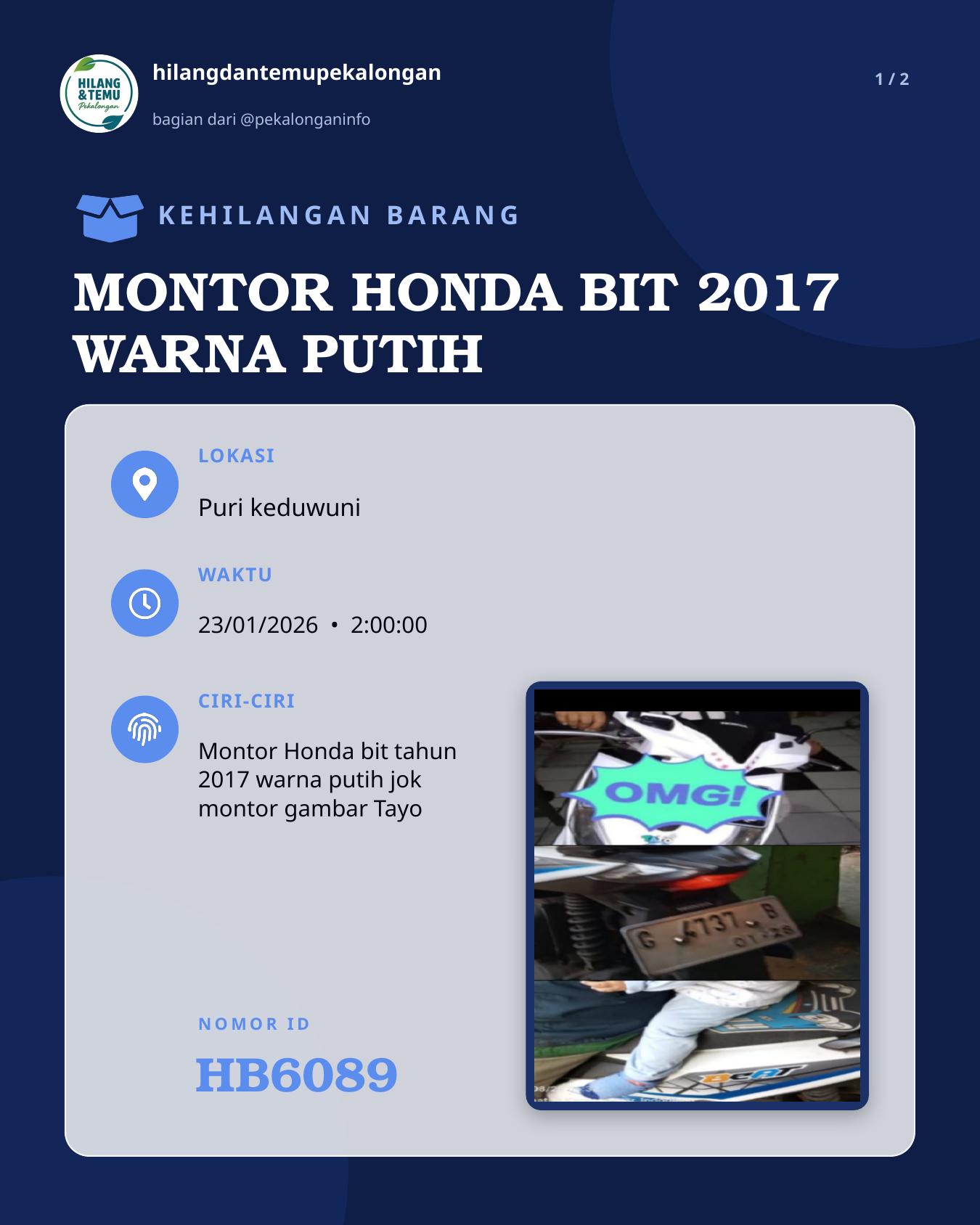 Slide 1 laporan MONTOR HONDA BIT 2017 WARNA PUTIH