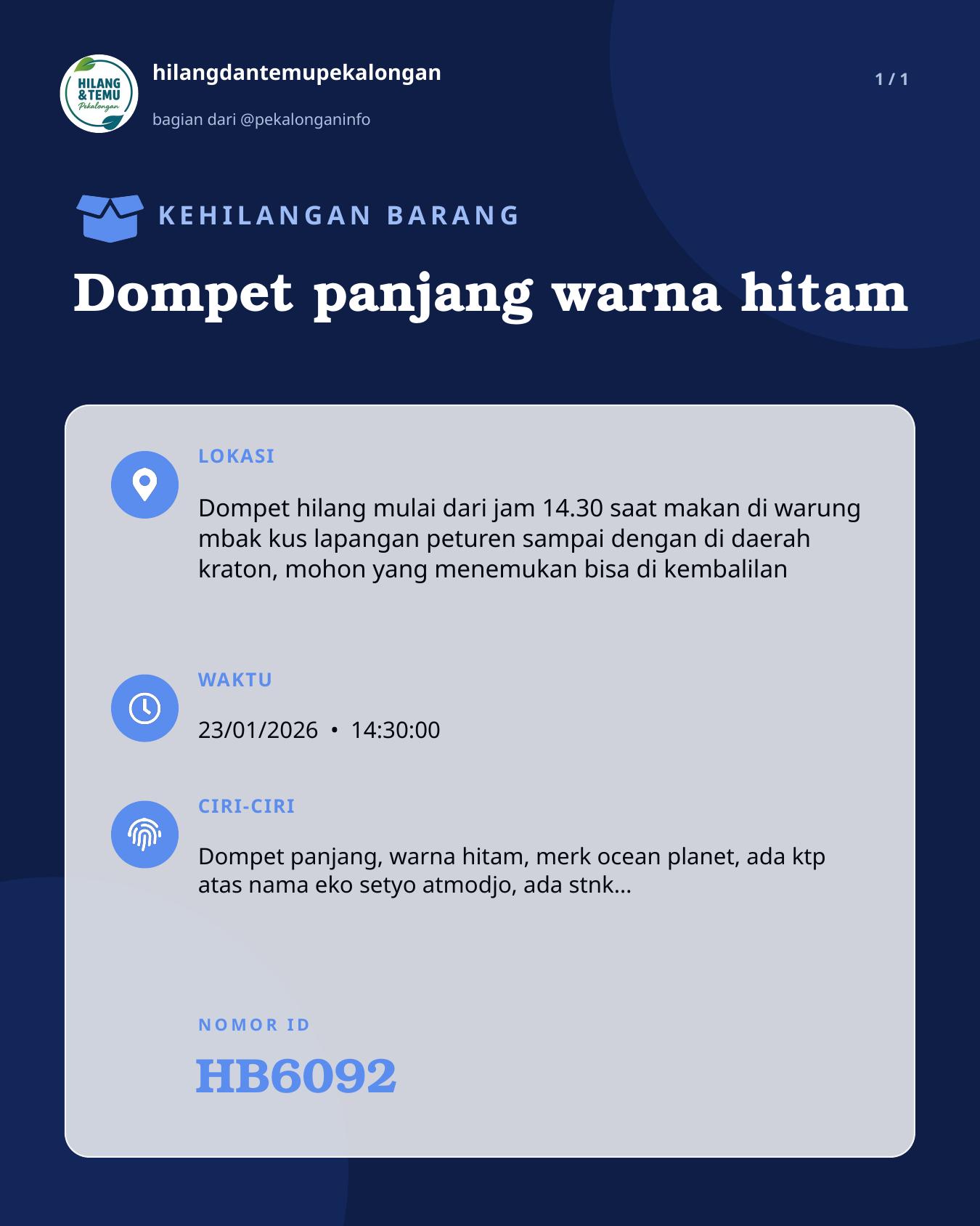 Slide laporan Dompet panjang warna hitam (HB6092)