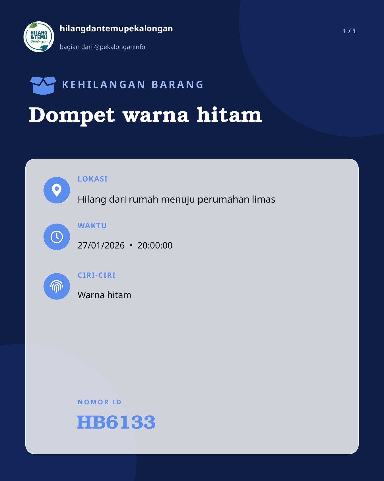Slide laporan Dompet warna hitam (HB6133)