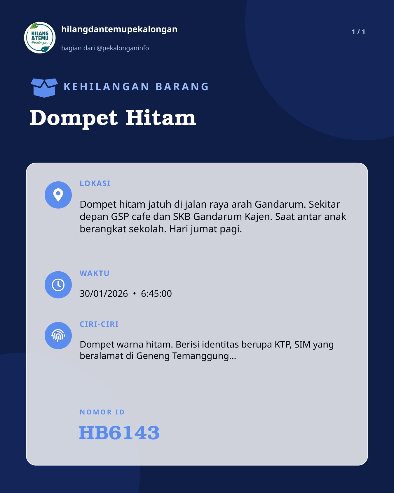 Slide laporan Dompet Hitam (HB6143)
