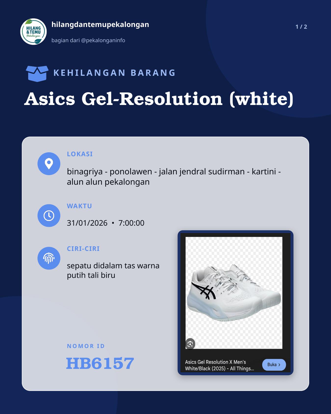 Slide 1 laporan Asics Gel-Resolution (white)