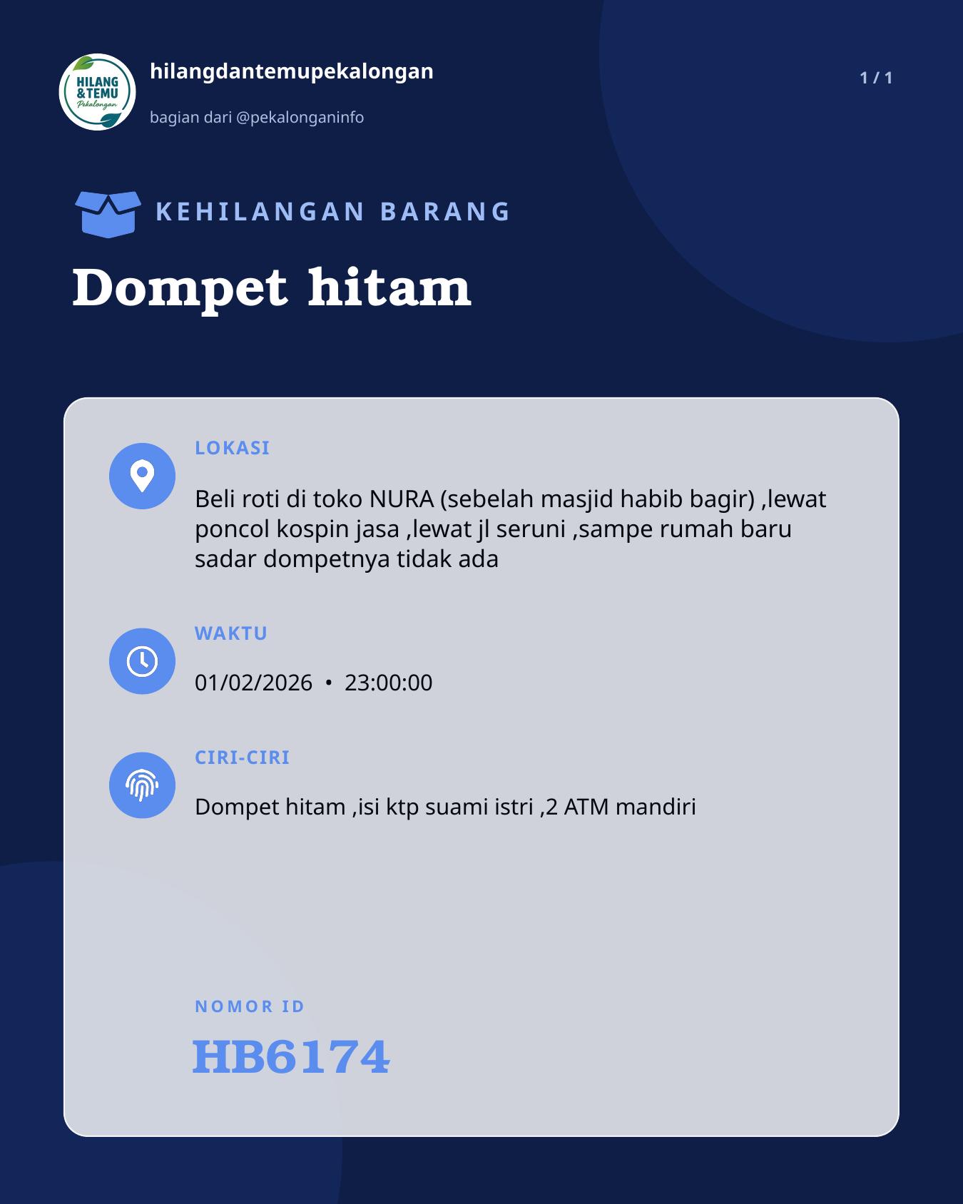 Slide laporan Dompet hitam (HB6174)