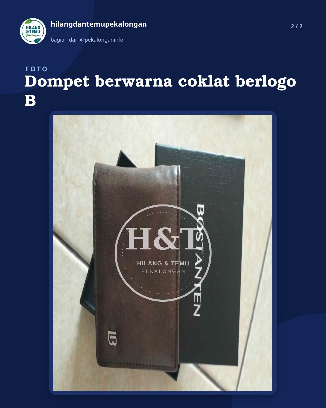 Slide 2 laporan Dompet berwarna coklat berlogo B