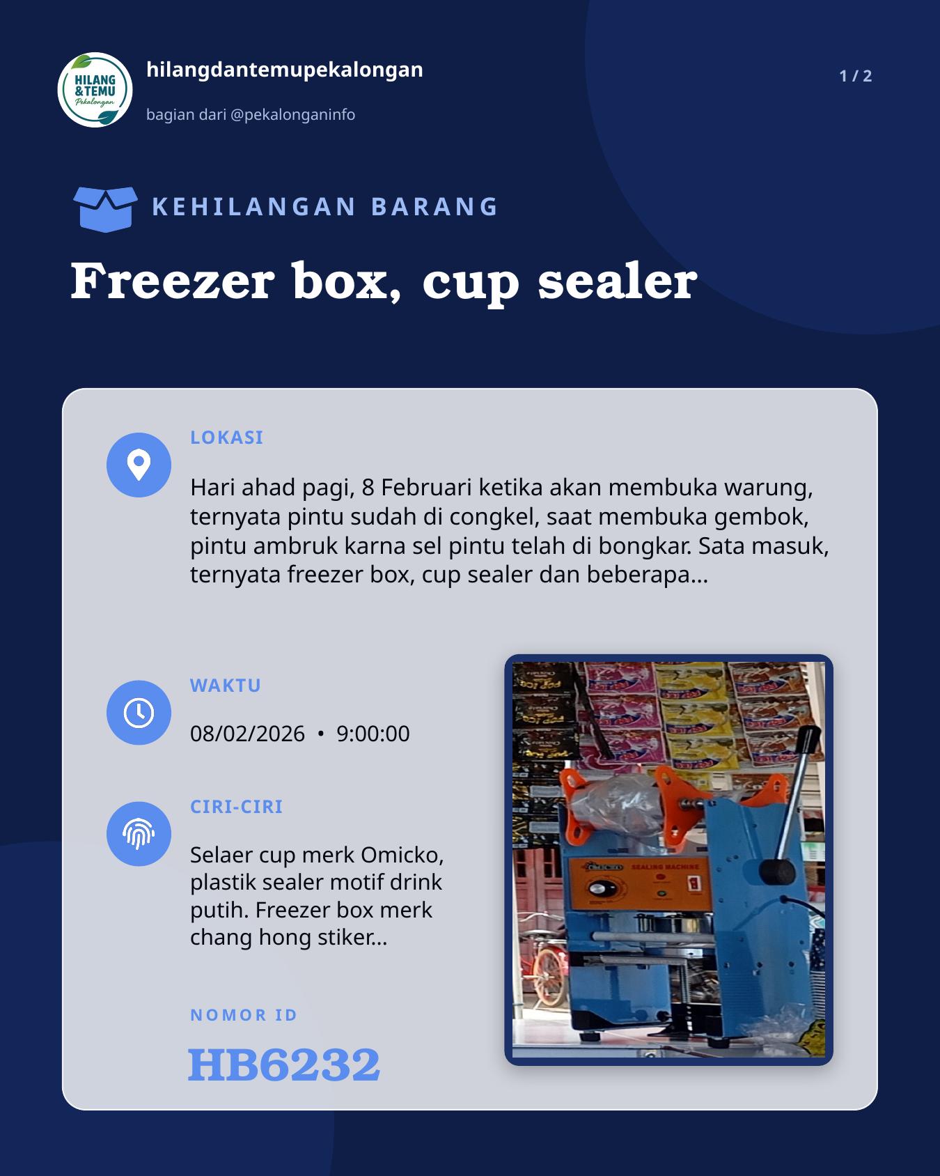 Slide 1 laporan Freezer box, cup sealer