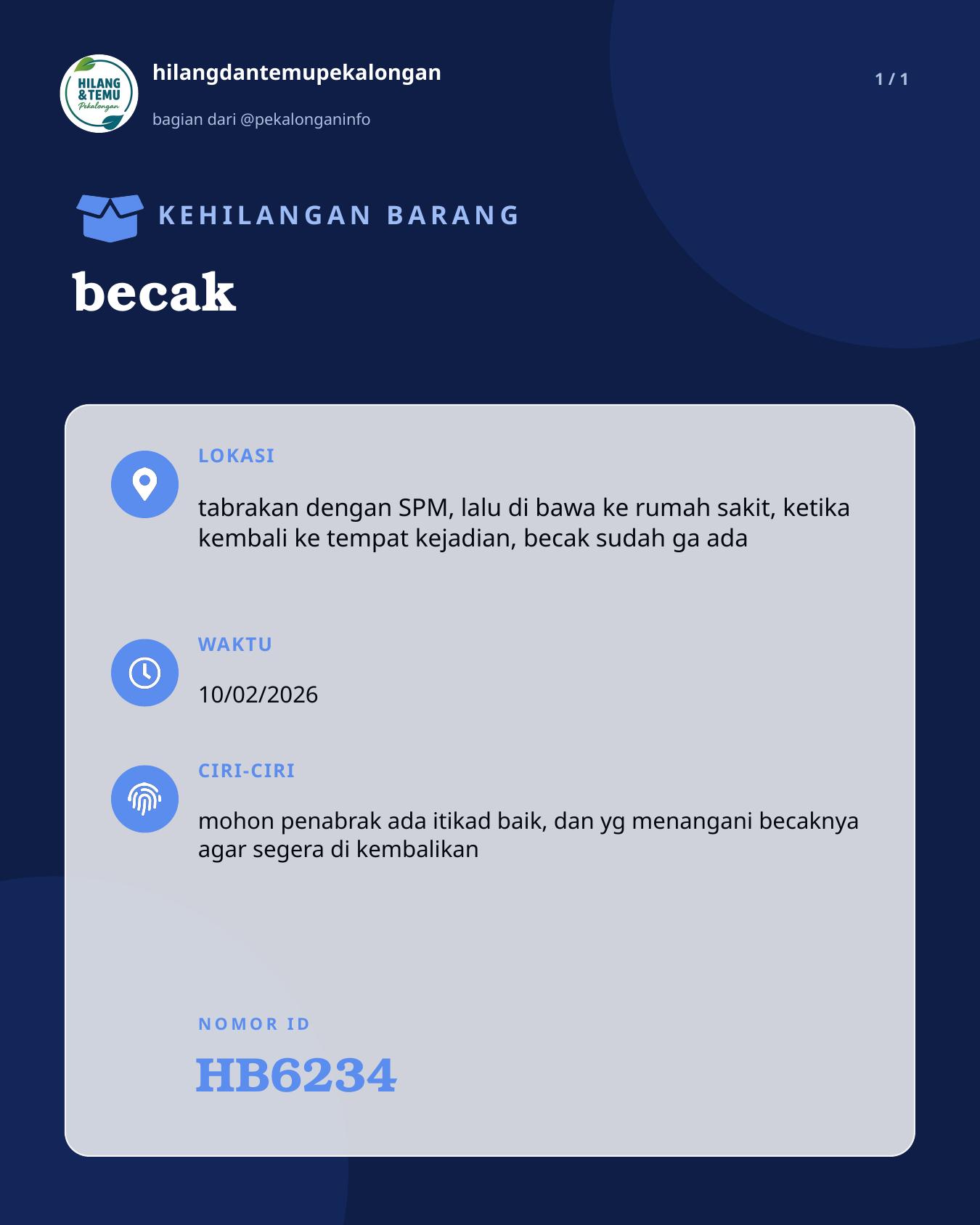 Slide laporan becak (HB6234)