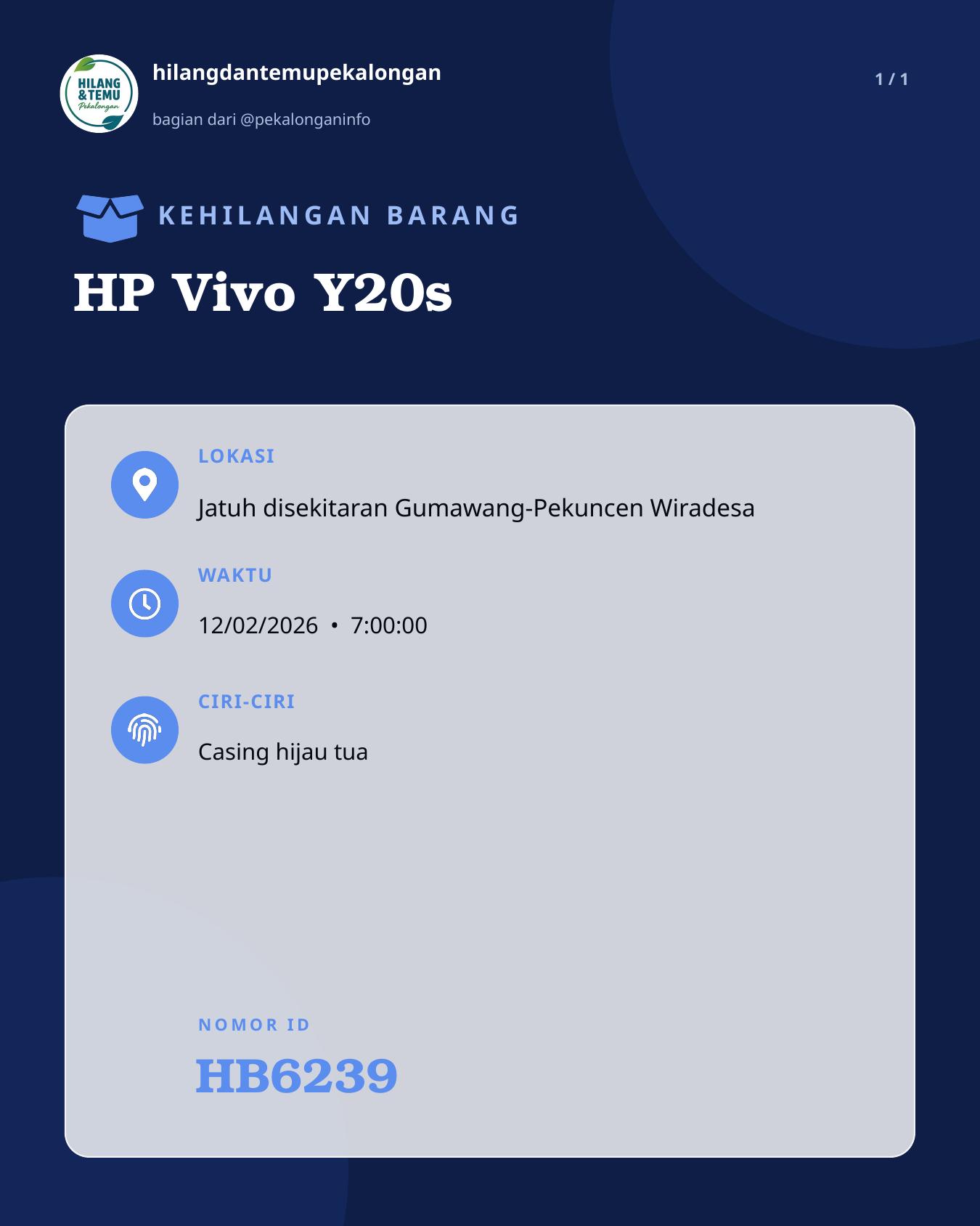 Slide laporan HP Vivo Y20s (HB6239)