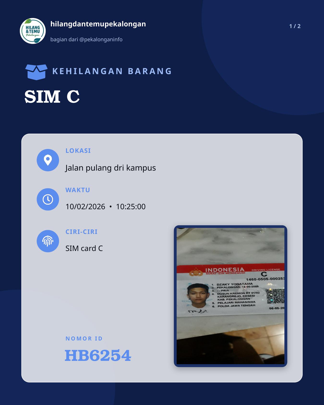 Slide 1 laporan SIM C