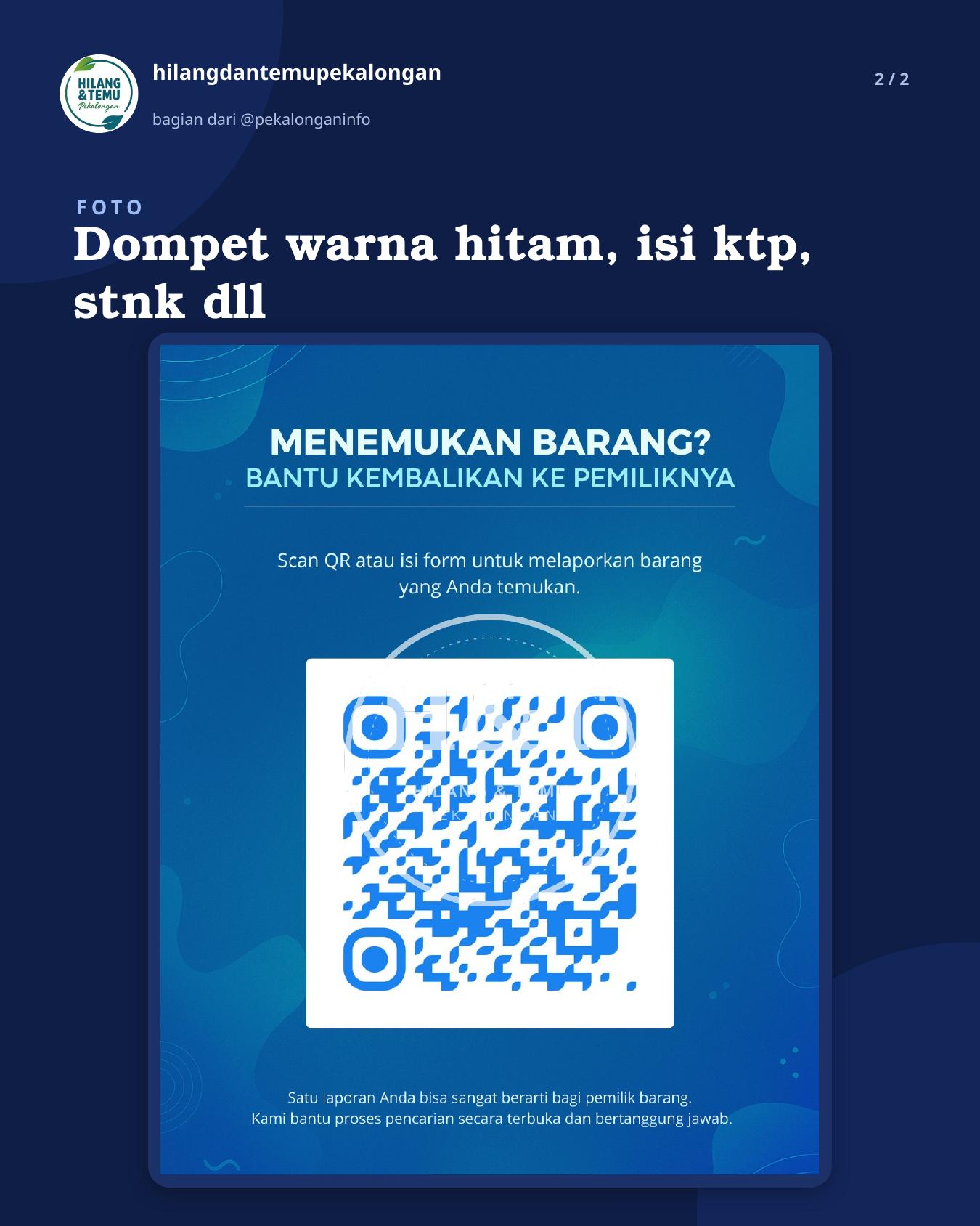 Slide 2 laporan Dompet warna hitam, isi ktp, stnk dll