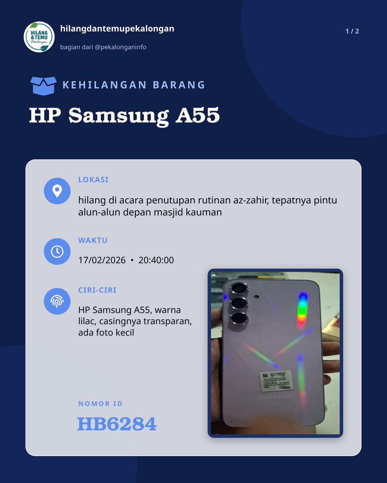 Slide 1 laporan HP Samsung A55