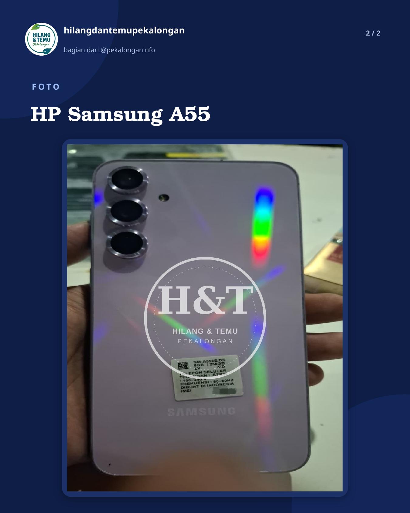 Slide 2 laporan HP Samsung A55