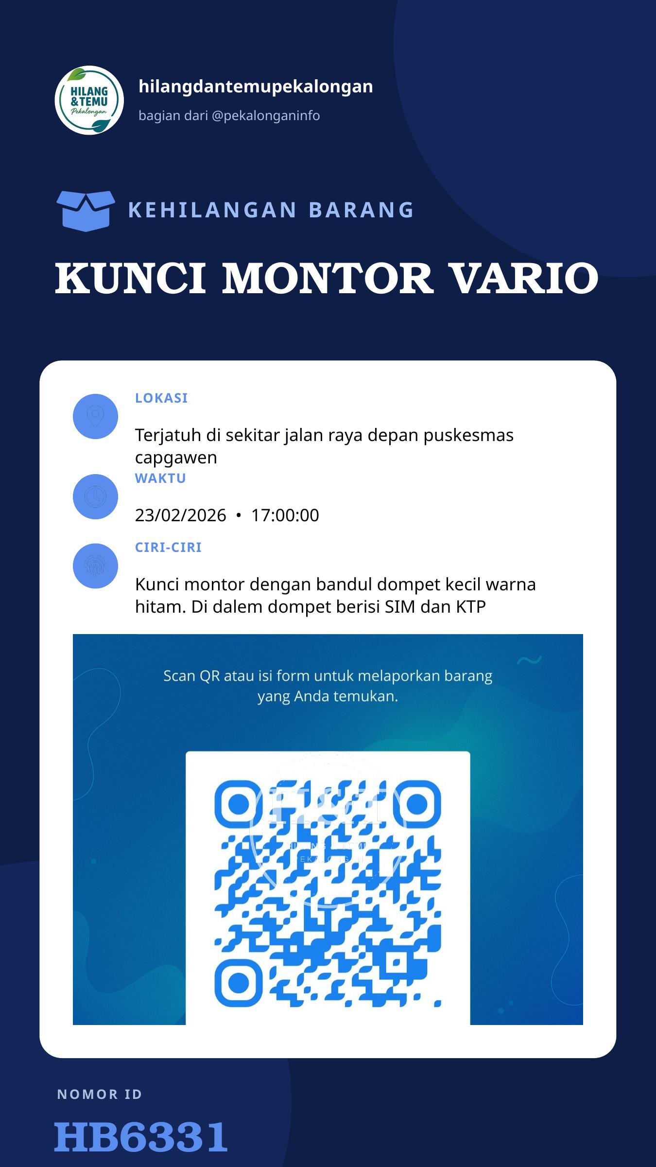 Story 9:16 laporan KUNCI MONTOR VARIO