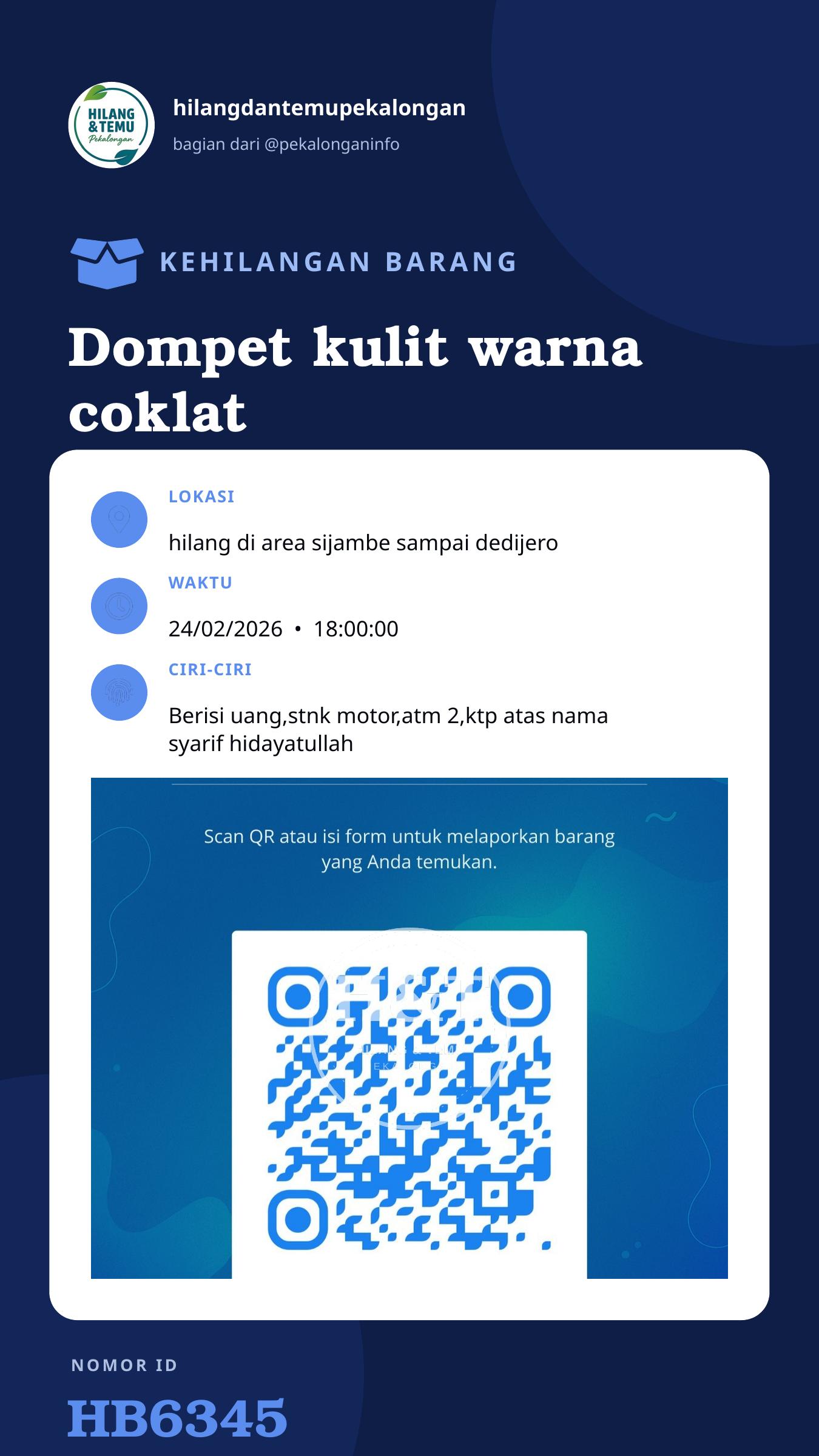 Story 9:16 laporan Dompet kulit warna coklat