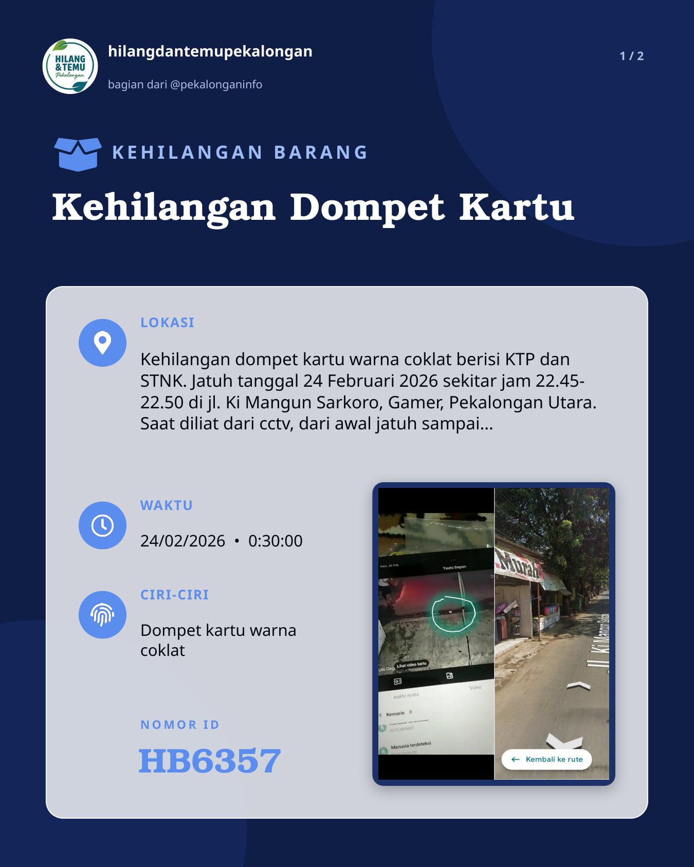 Slide 1 laporan Kehilangan Dompet Kartu