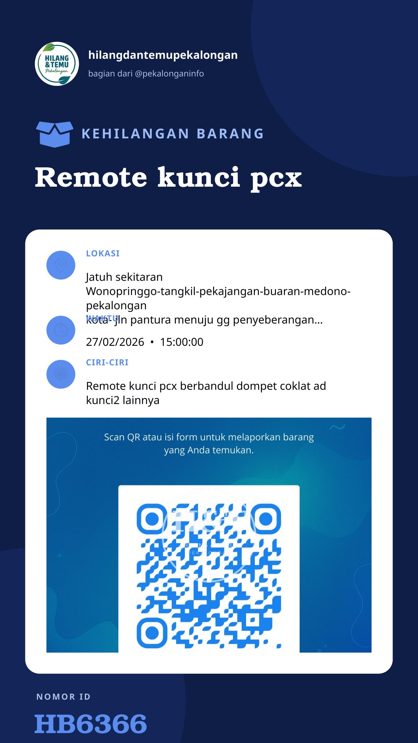 Story 9:16 laporan Remote kunci pcx