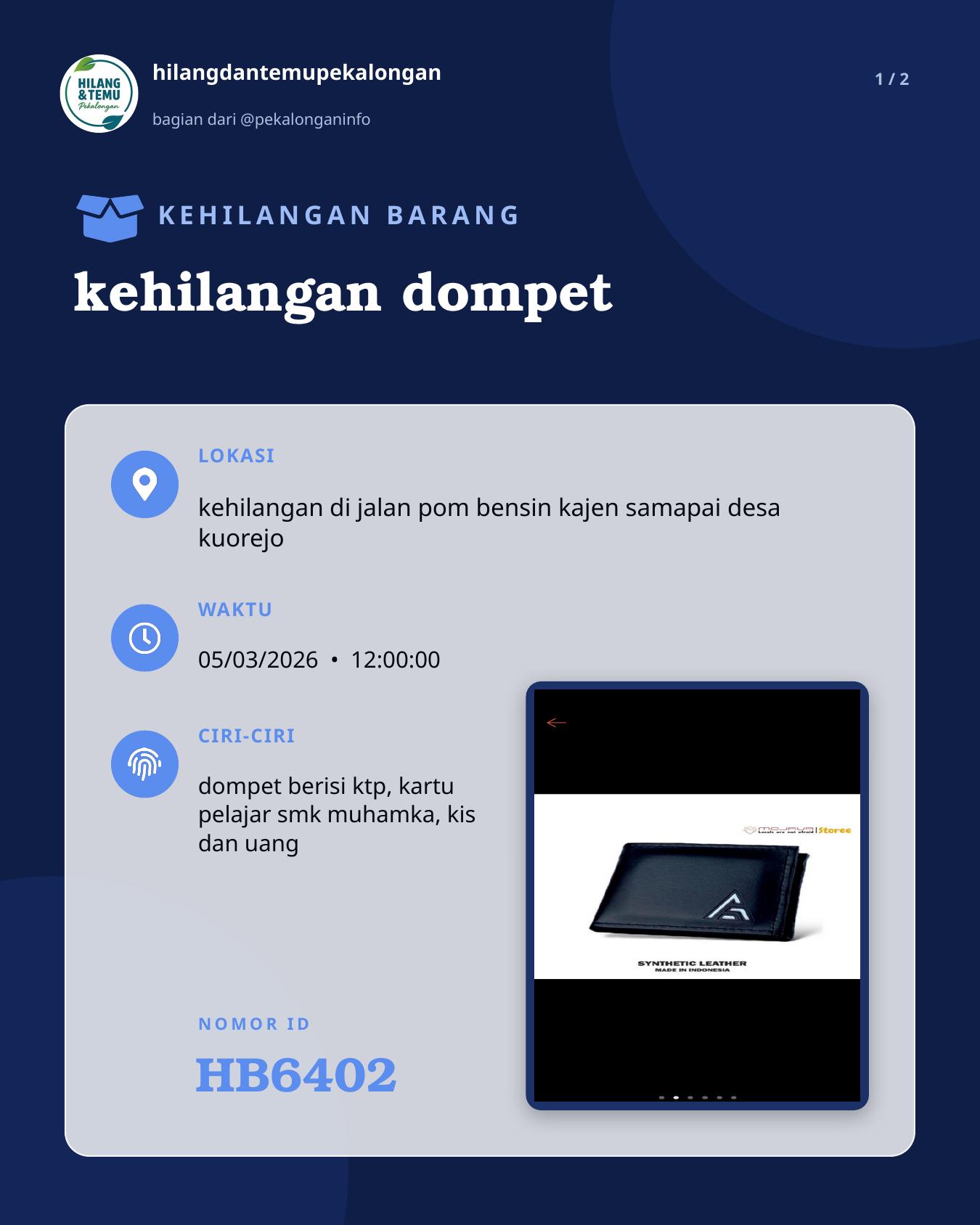 Slide 1 laporan kehilangan dompet