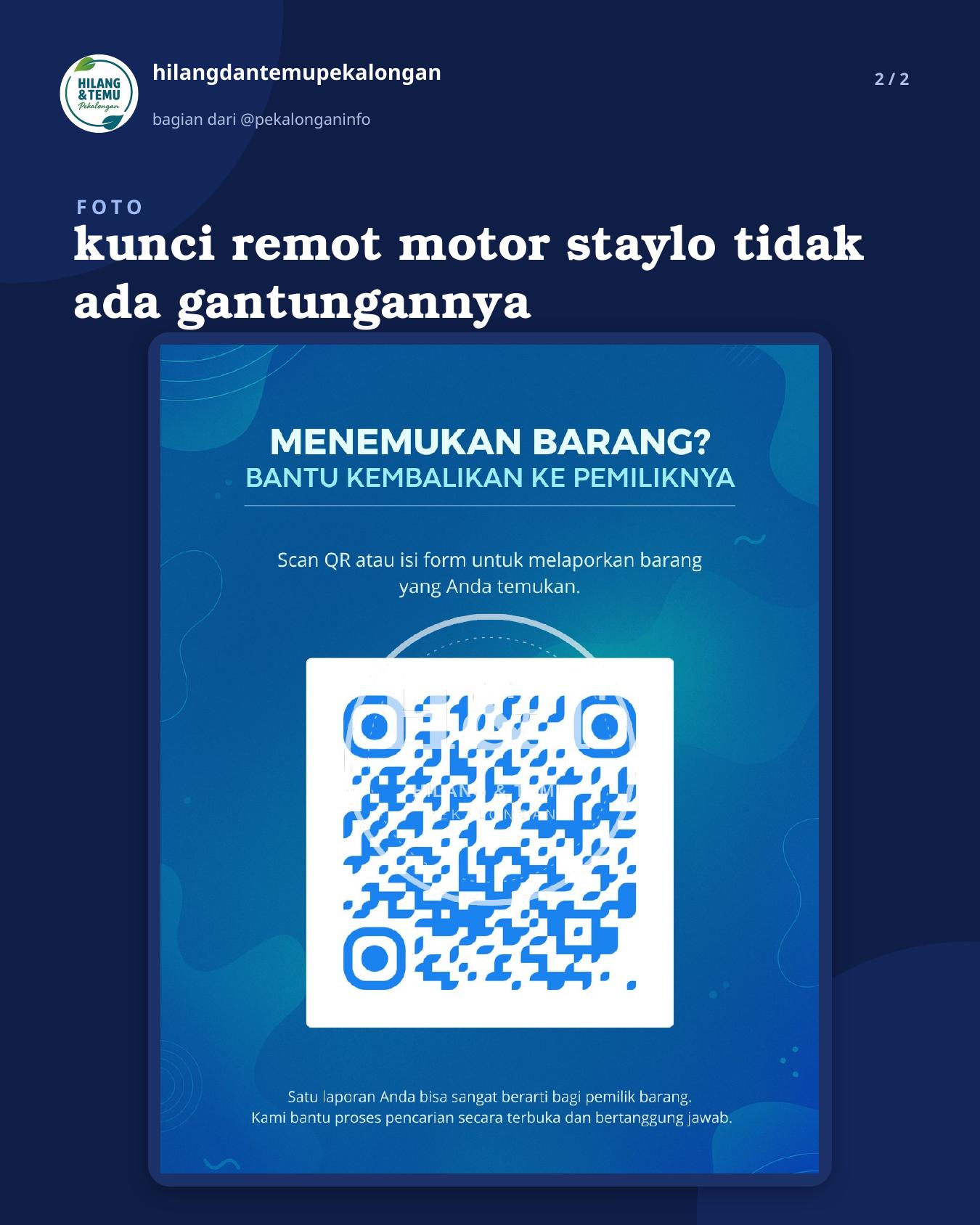 Slide 2 laporan kunci remot motor staylo tidak ada gantungannya