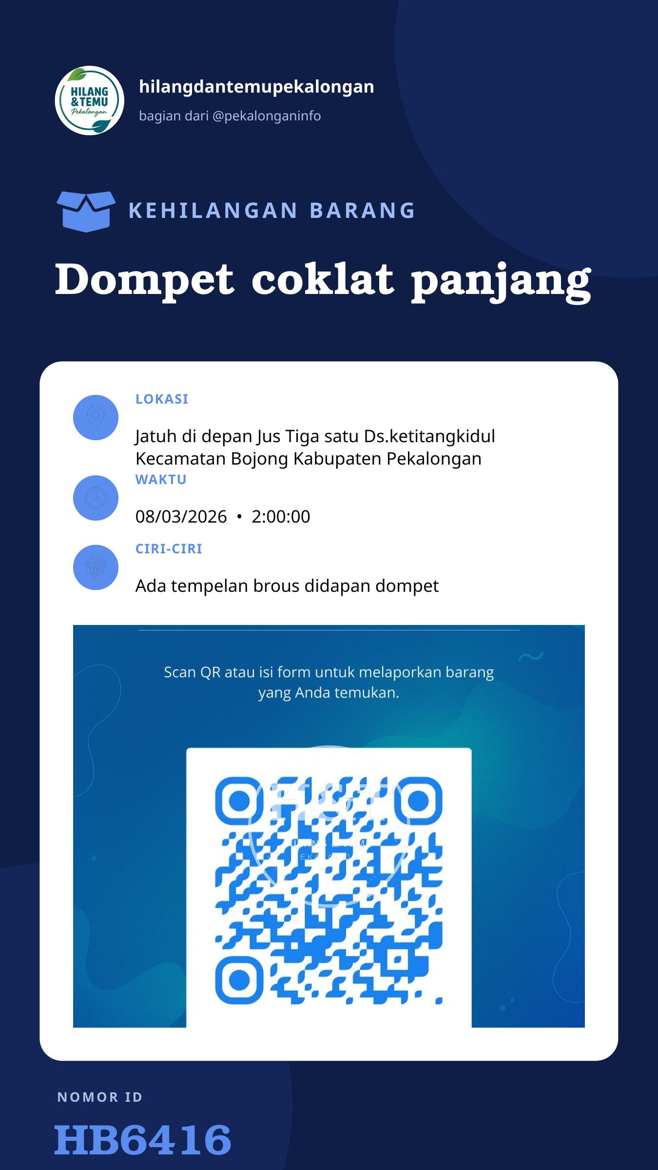 Story 9:16 laporan Dompet coklat panjang