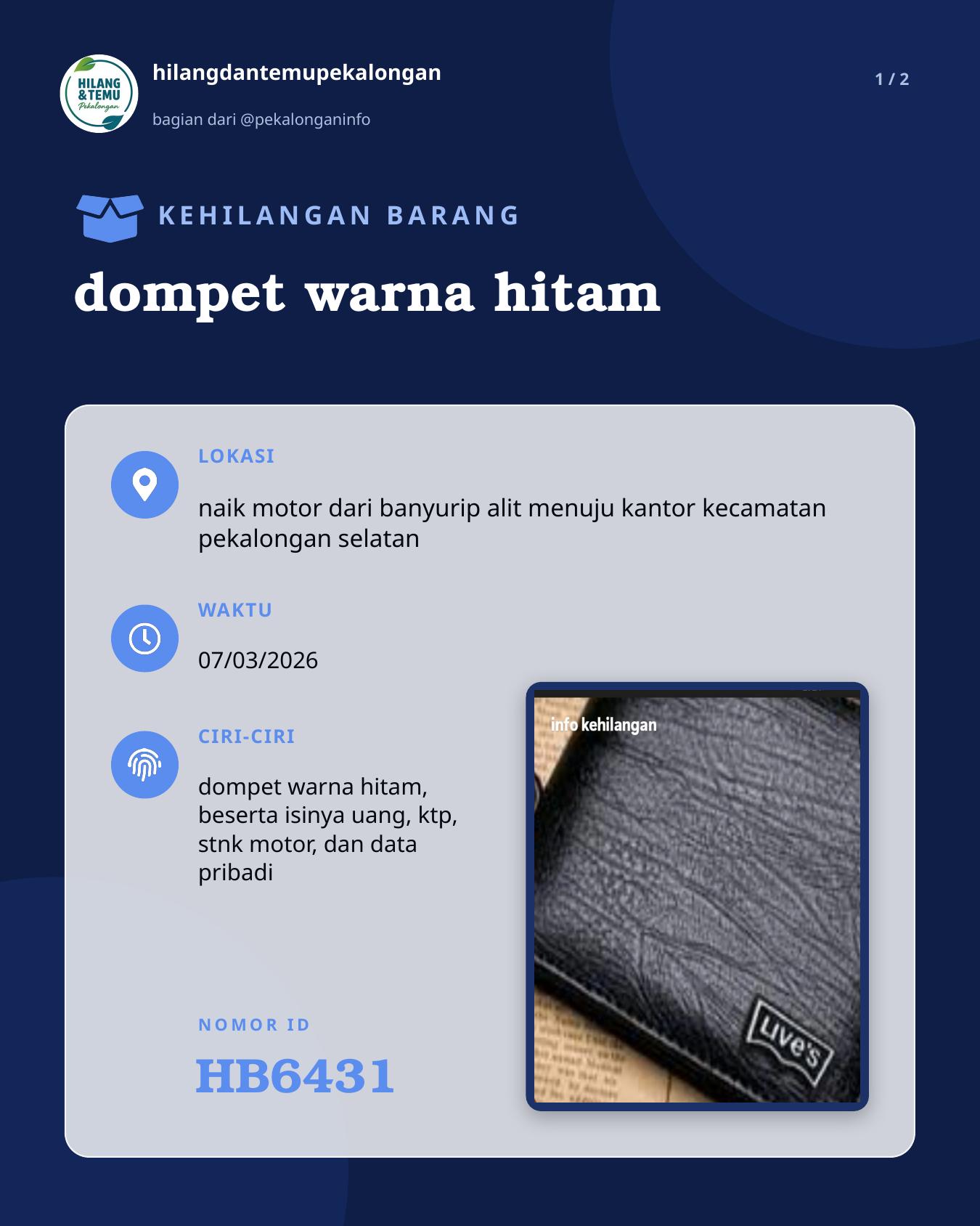 Slide 1 laporan dompet warna hitam