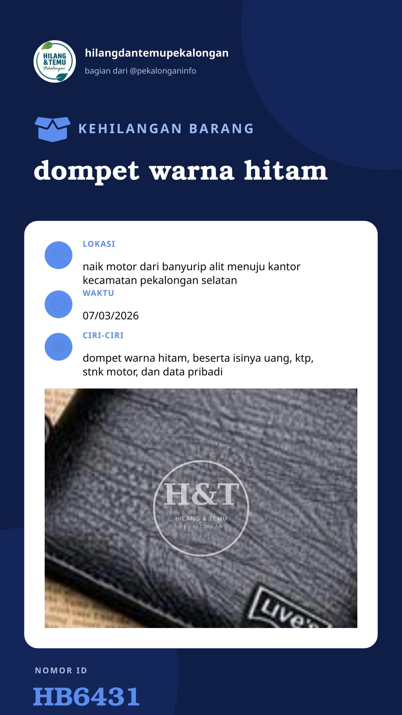 Story 9:16 laporan dompet warna hitam