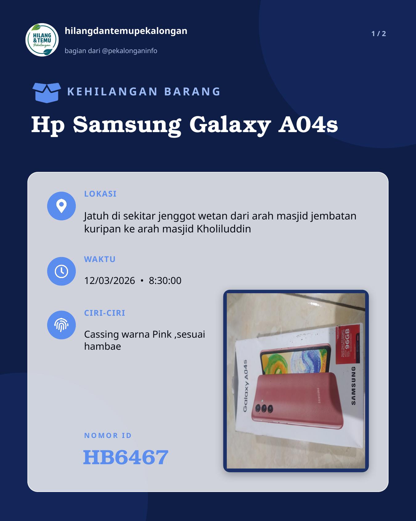 Slide 1 laporan Hp Samsung Galaxy A04s
