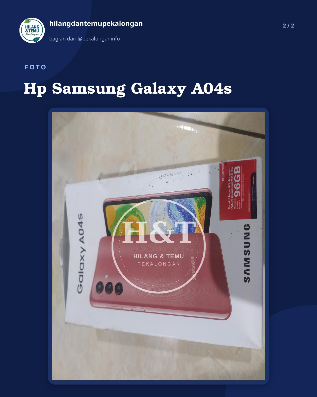 Slide 2 laporan Hp Samsung Galaxy A04s