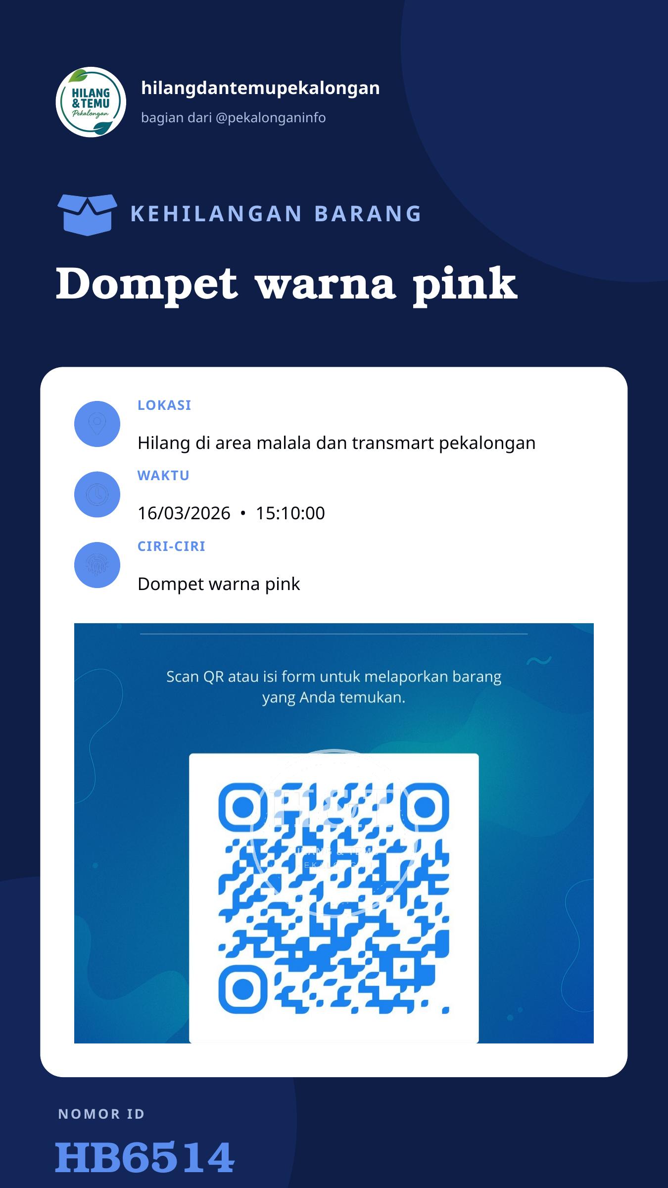 Story 9:16 laporan Dompet warna pink