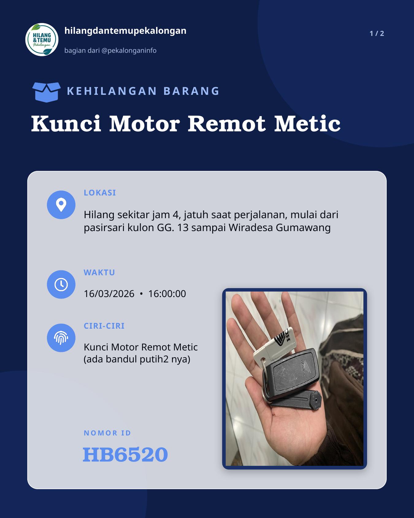 Slide 1 laporan Kunci Motor Remot Metic